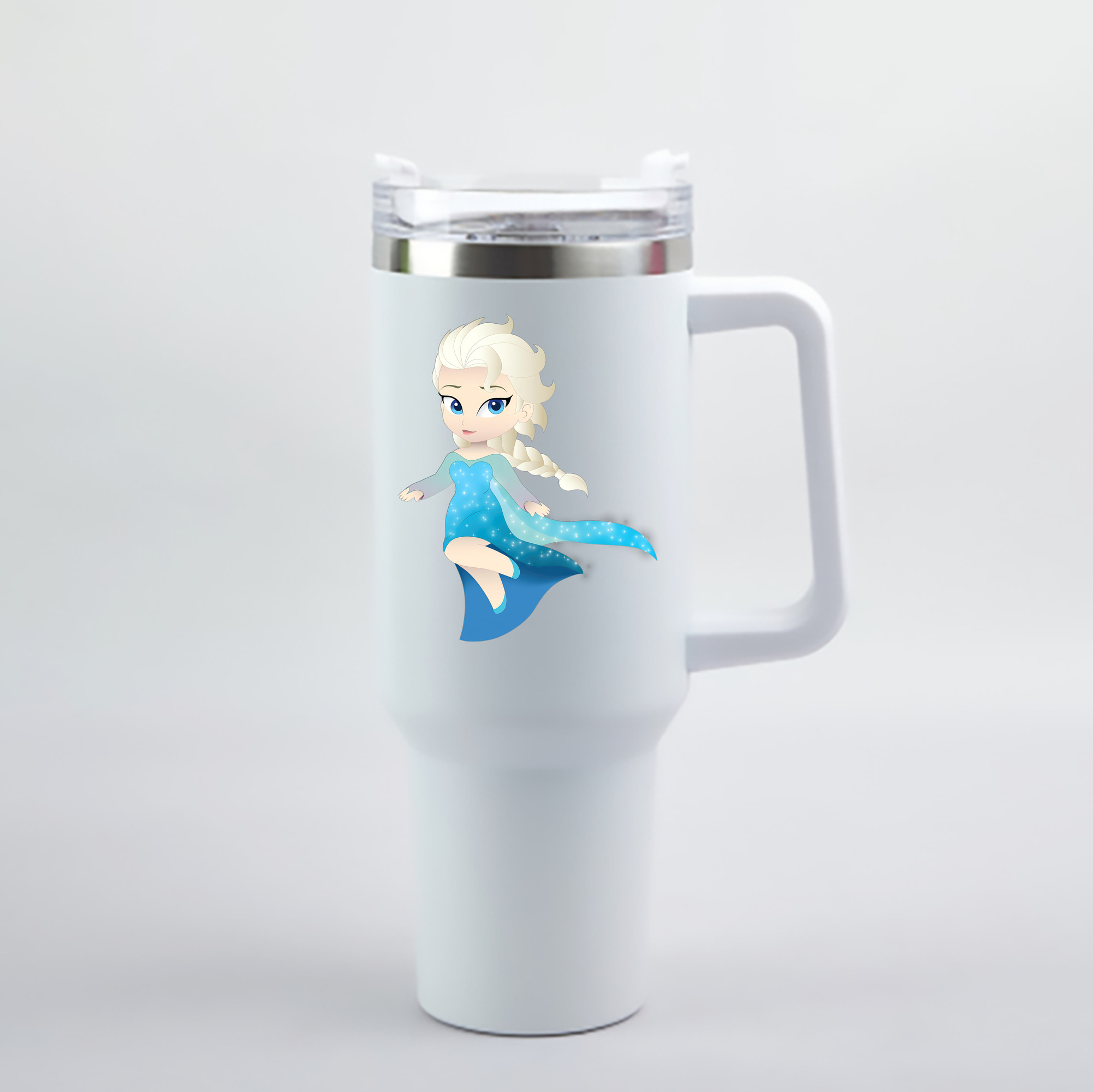 （画像用） アナと雪の女王 アンナ エルサ Frozen Anna Elsa 1200mL車用タンブラー - クリスタルステッカー（プラスチックストロー付き）