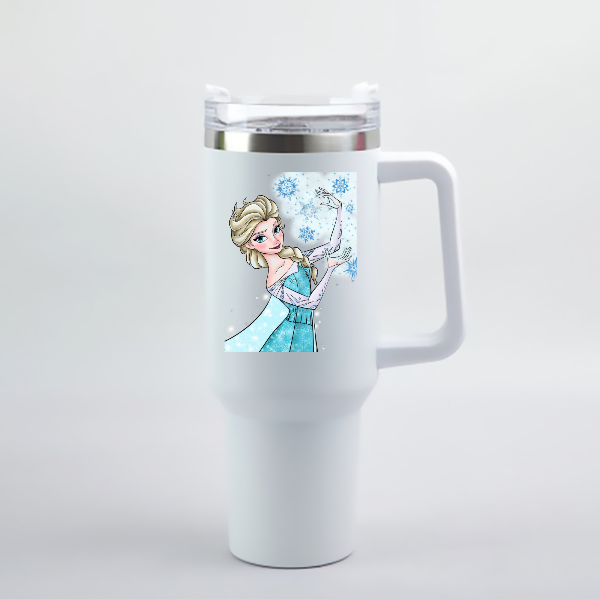 （画像用） アナと雪の女王 アンナ エルサ Frozen Anna Elsa 1200mL車用タンブラー - クリスタルステッカー（プラスチックストロー付き）