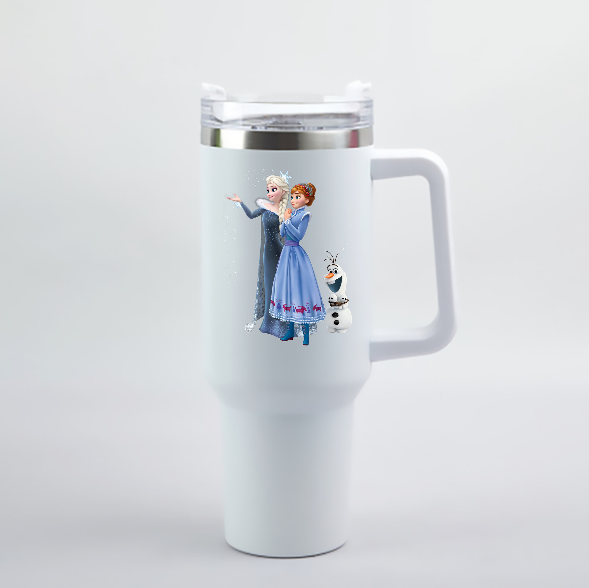 （画像用） アナと雪の女王 アンナ エルサ Frozen Anna Elsa 1200mL車用タンブラー - クリスタルステッカー（プラスチックストロー付き）