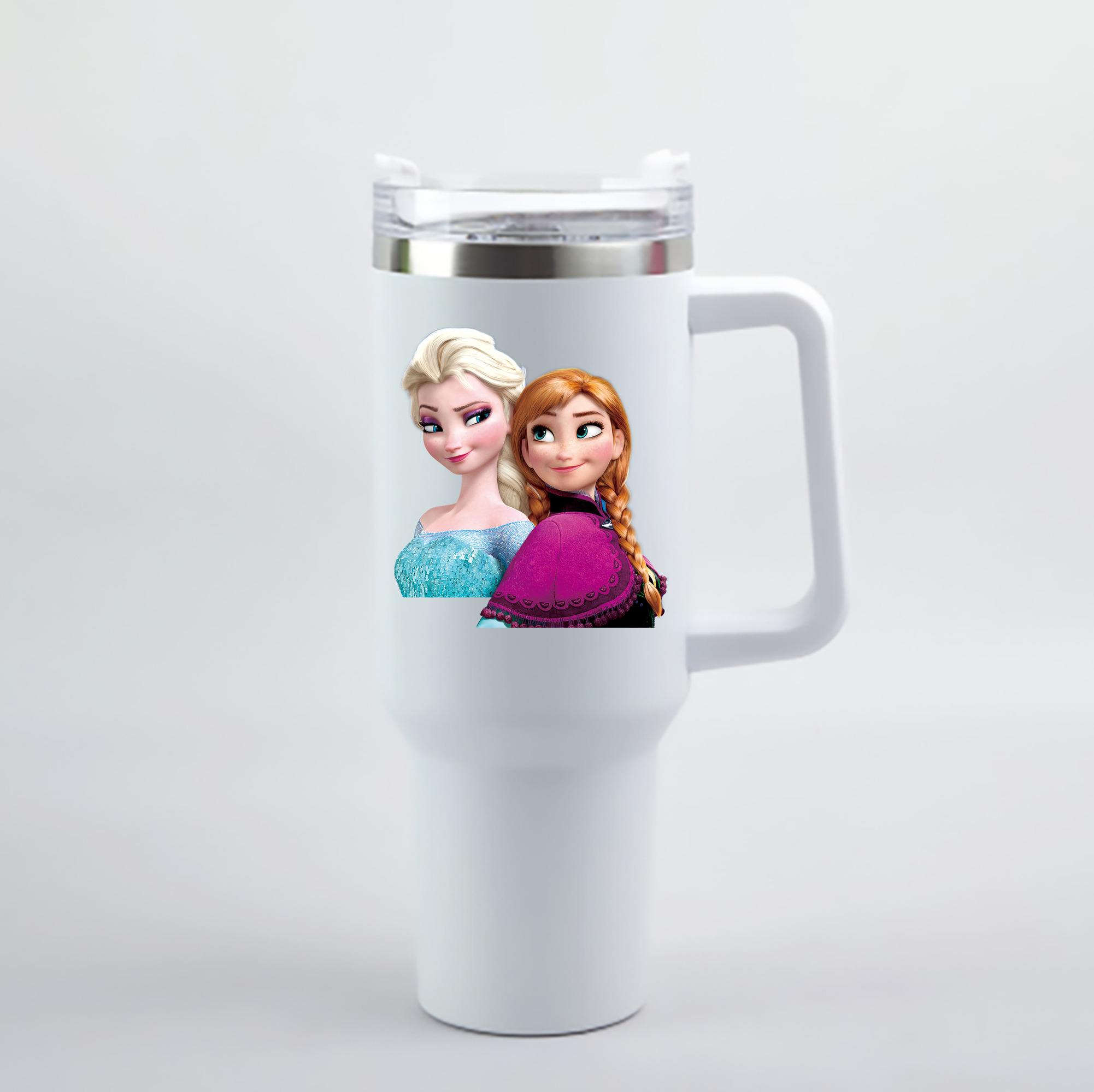 （画像用） アナと雪の女王 アンナ エルサ Frozen Anna Elsa 1200mL車用タンブラー - クリスタルステッカー（プラスチックストロー付き）