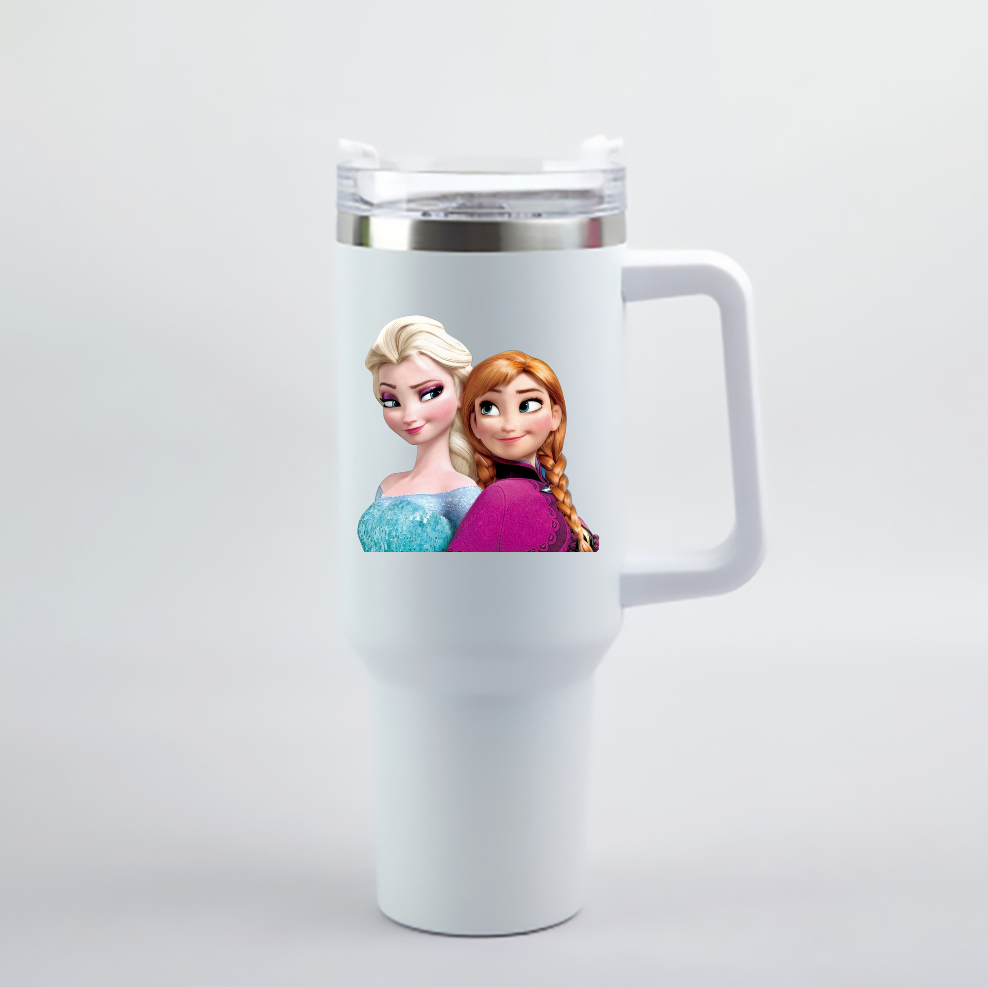 （画像用） アナと雪の女王 アンナ エルサ Frozen Anna Elsa 1200mL車用タンブラー - クリスタルステッカー（プラスチックストロー付き）