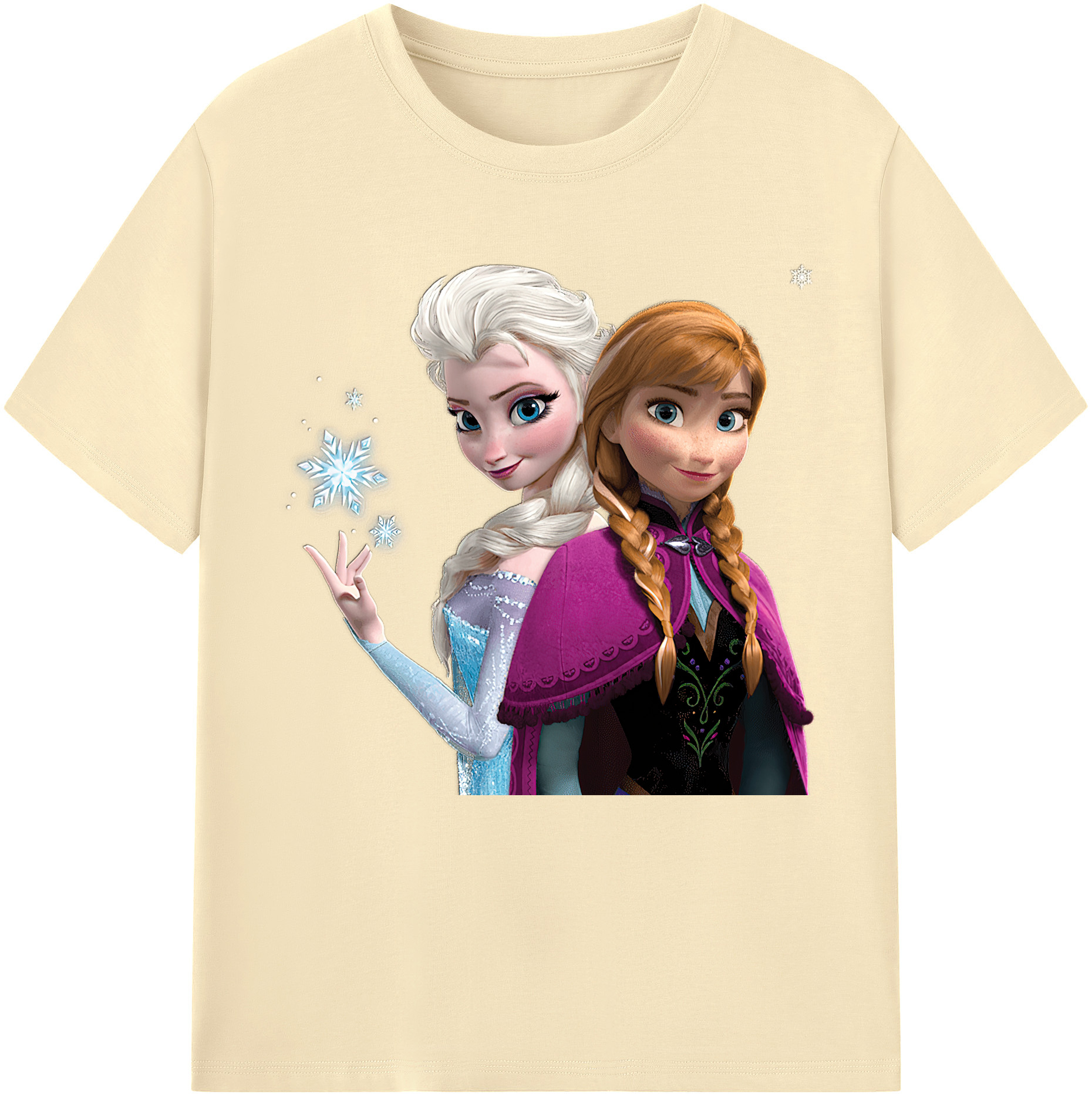 （画像用） アナと雪の女王 アンナ エルサ Frozen Anna Elsa 綿100％半袖Tシャツ（フロントプリント）