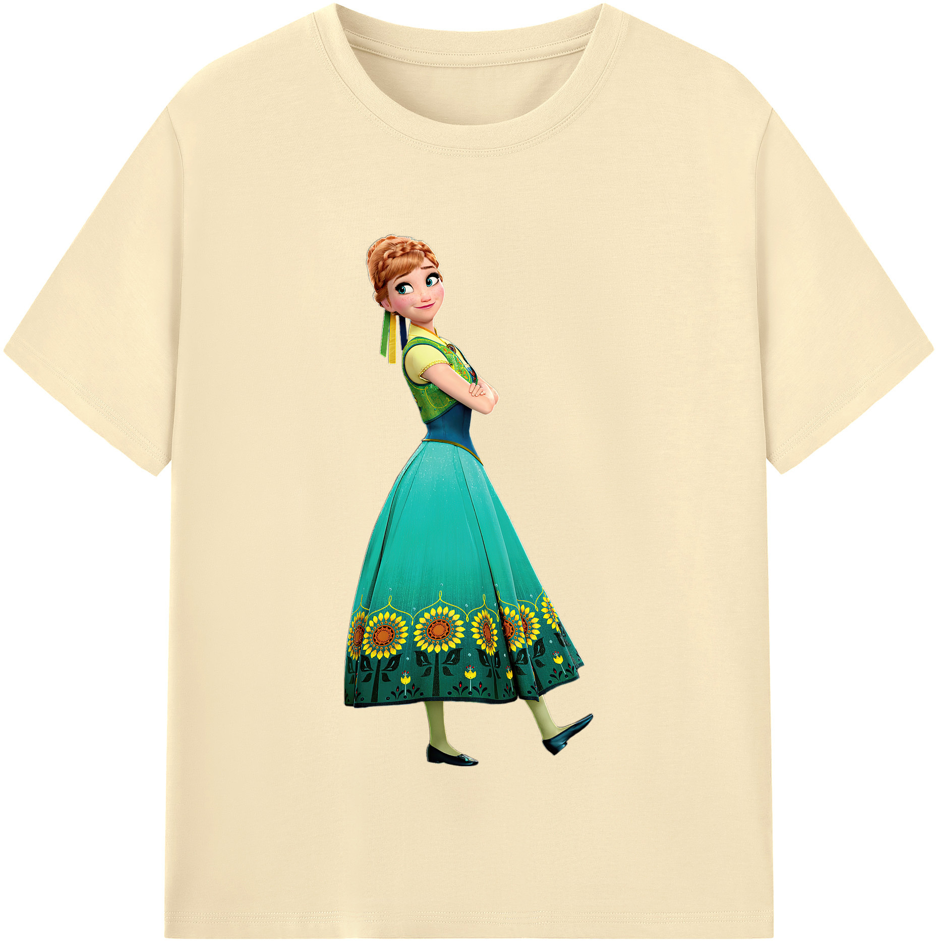 （画像用） アナと雪の女王 アンナ エルサ Frozen Anna Elsa 綿100％半袖Tシャツ（フロントプリント）