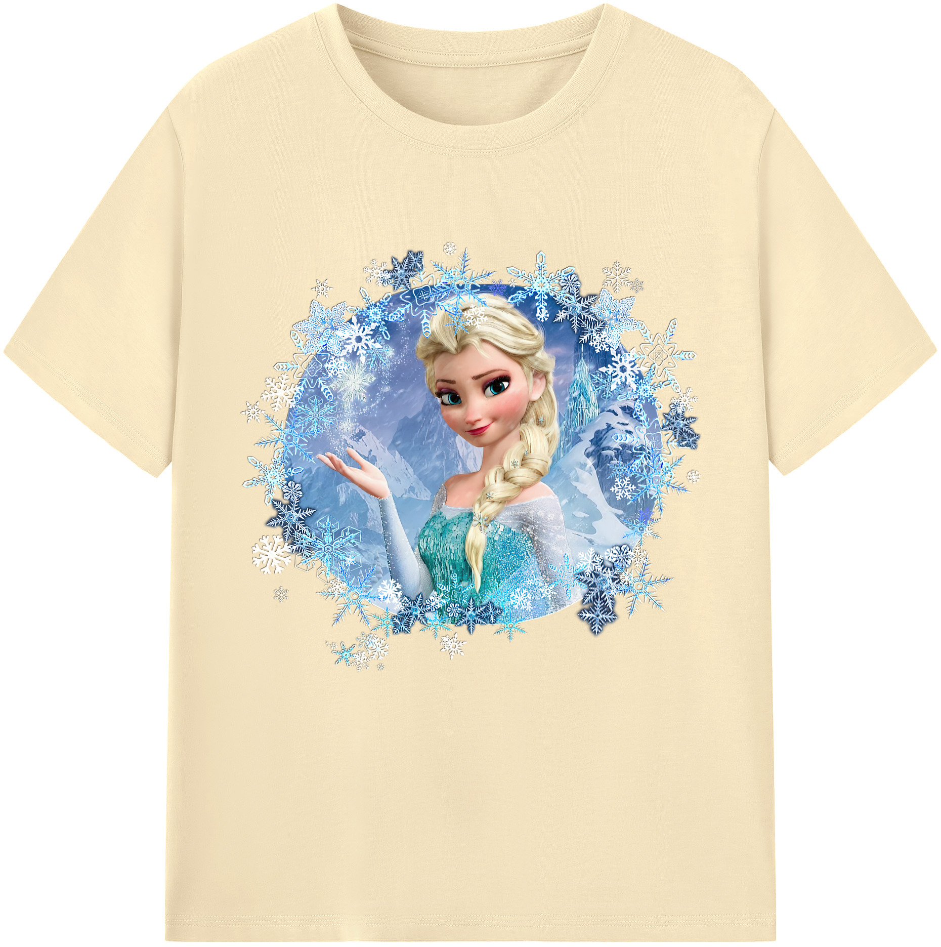 （画像用） アナと雪の女王 アンナ エルサ Frozen Anna Elsa 綿100％半袖Tシャツ（フロントプリント）