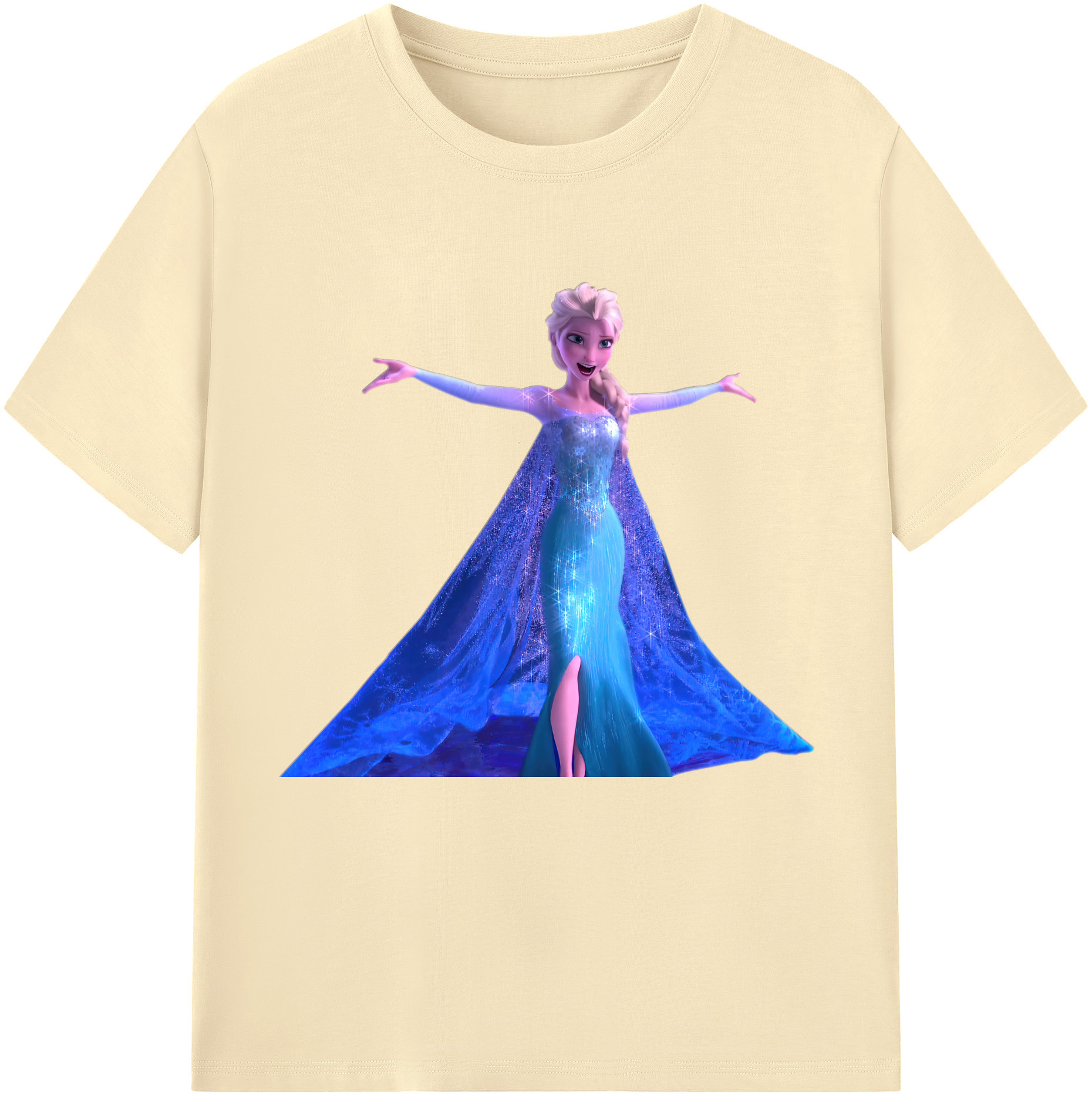 アナと雪の女王 アンナ エルサ Frozen Anna Elsa 綿100％半袖Tシャツ（フロントプリント）