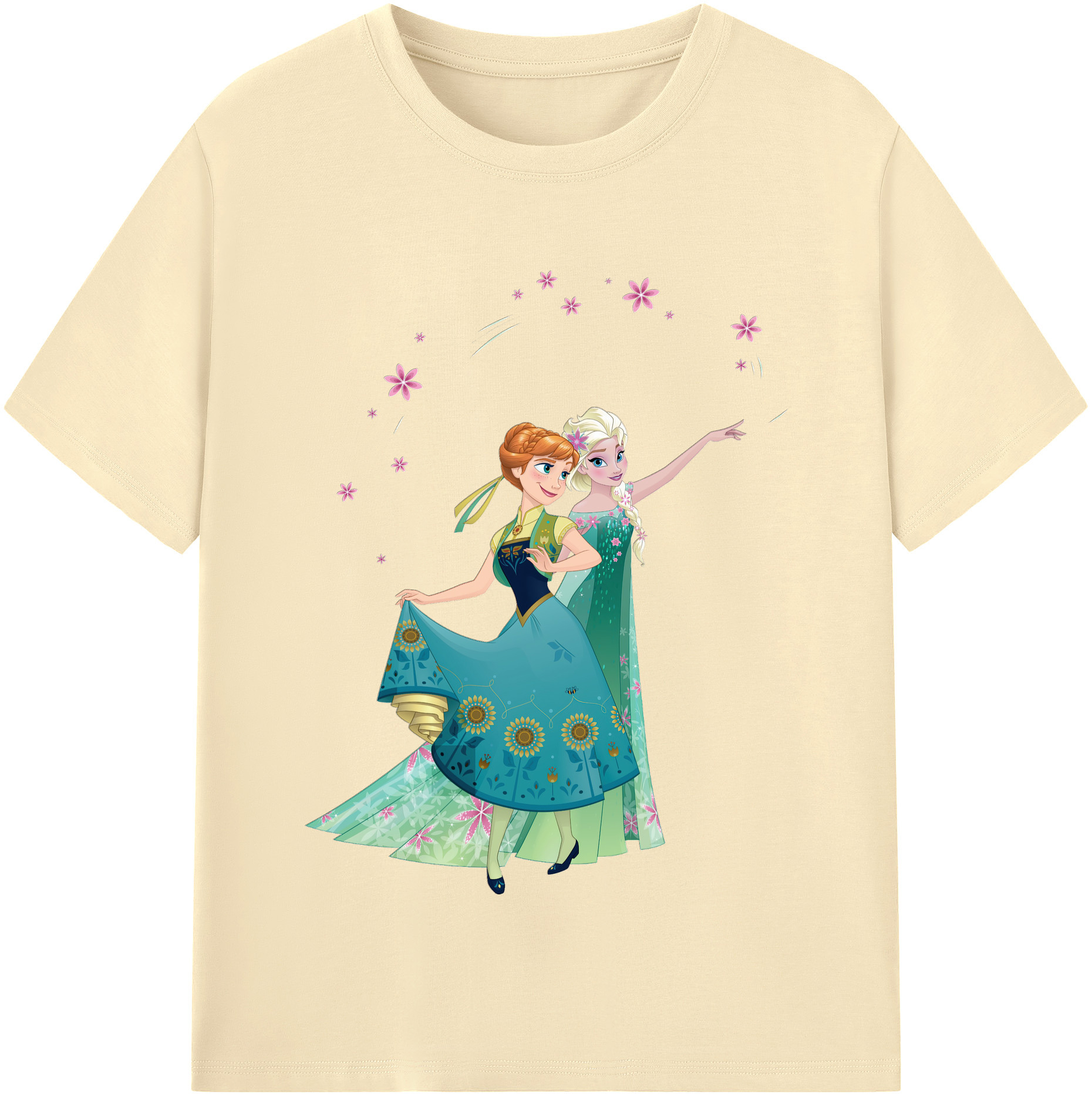 （画像用） アナと雪の女王 アンナ エルサ Frozen Anna Elsa 綿100％半袖Tシャツ（フロントプリント）