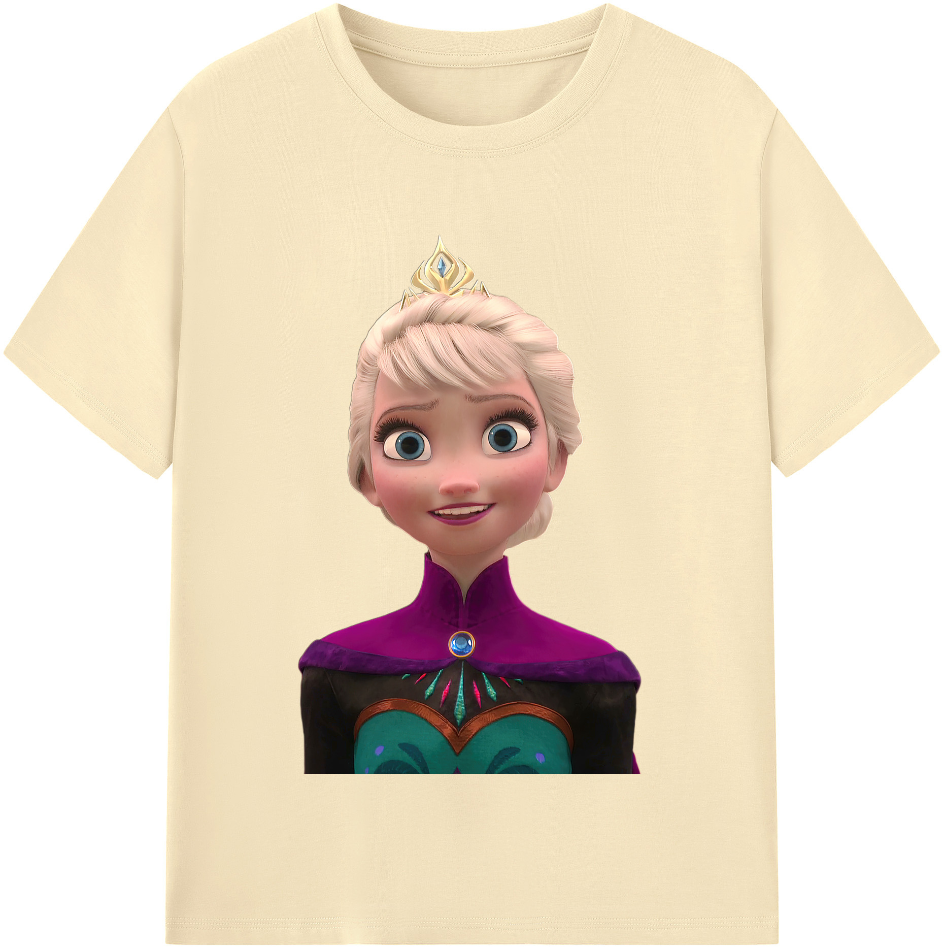 （画像用） アナと雪の女王 アンナ エルサ Frozen Anna Elsa 綿100％半袖Tシャツ（フロントプリント）