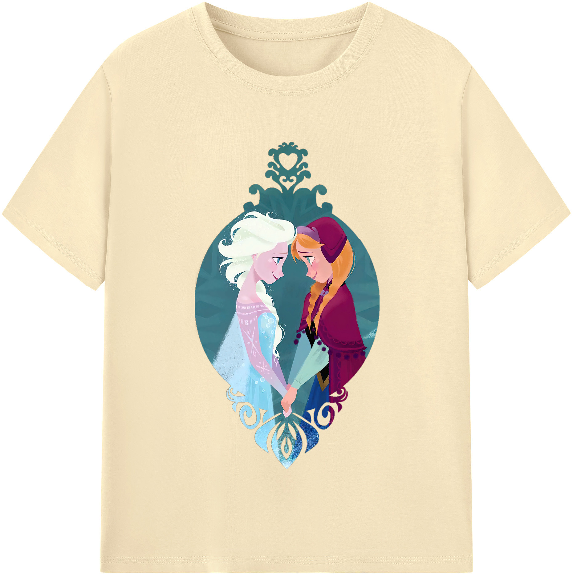 （画像用） アナと雪の女王 アンナ エルサ Frozen Anna Elsa 綿100％半袖Tシャツ（フロントプリント）