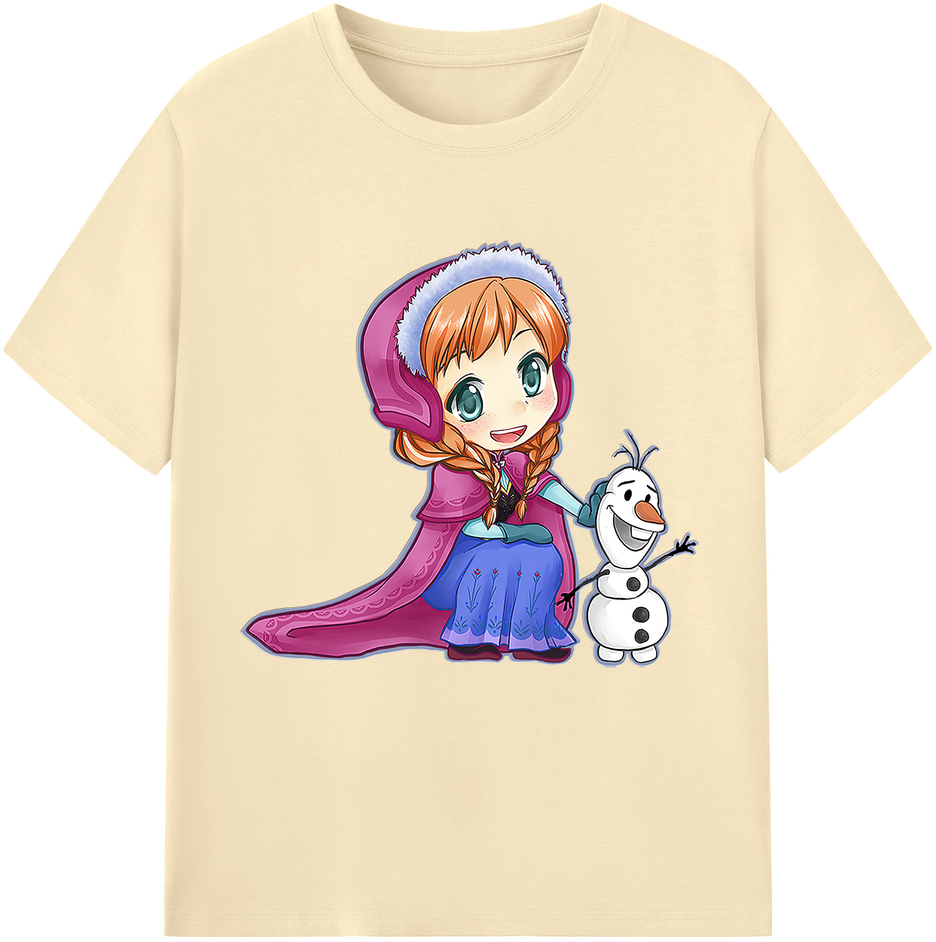 （画像用） アナと雪の女王 アンナ エルサ Frozen Anna Elsa 綿100％半袖Tシャツ（フロントプリント）