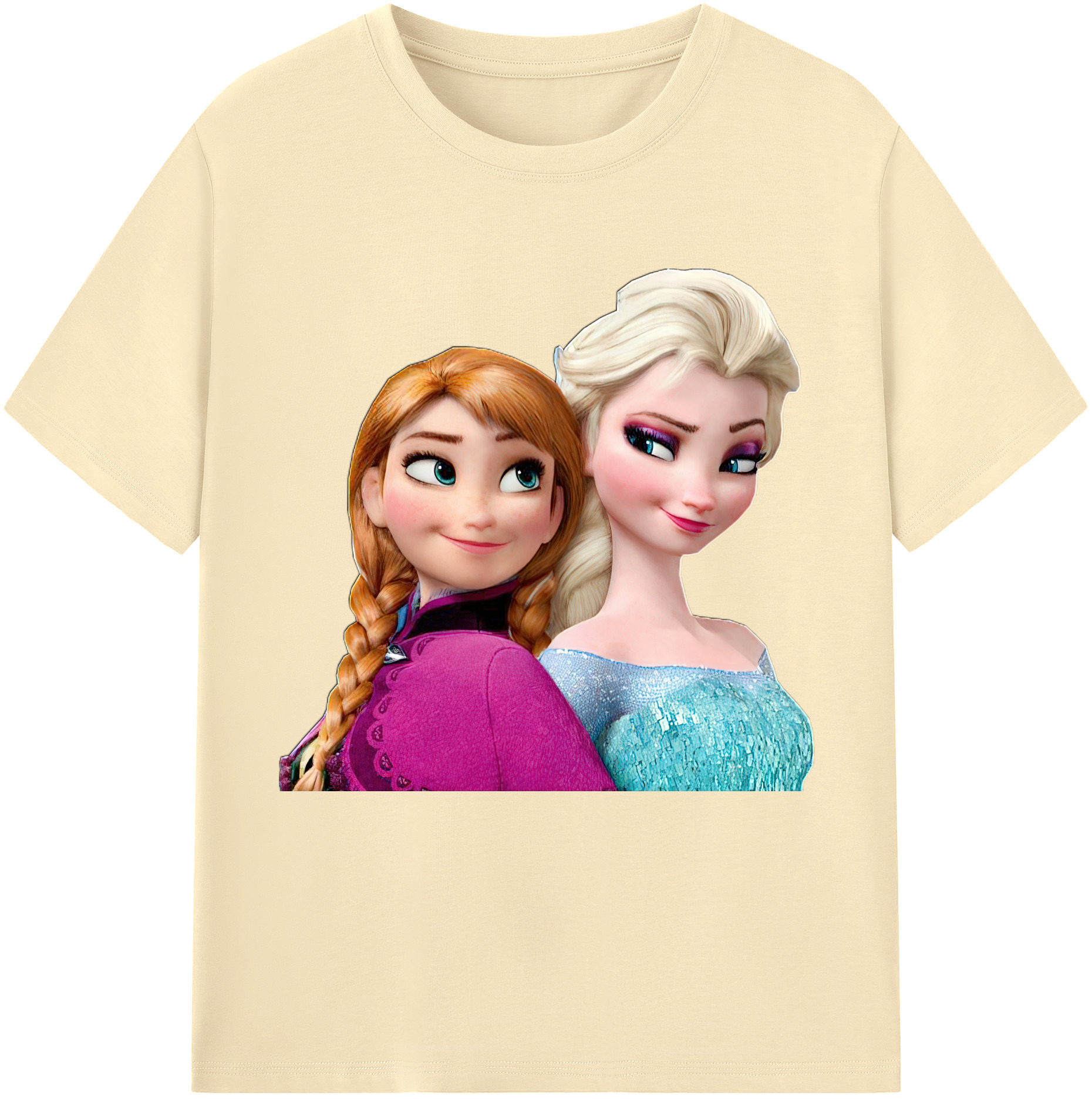 （画像用） アナと雪の女王 アンナ エルサ Frozen Anna Elsa 綿100％半袖Tシャツ（フロントプリント）