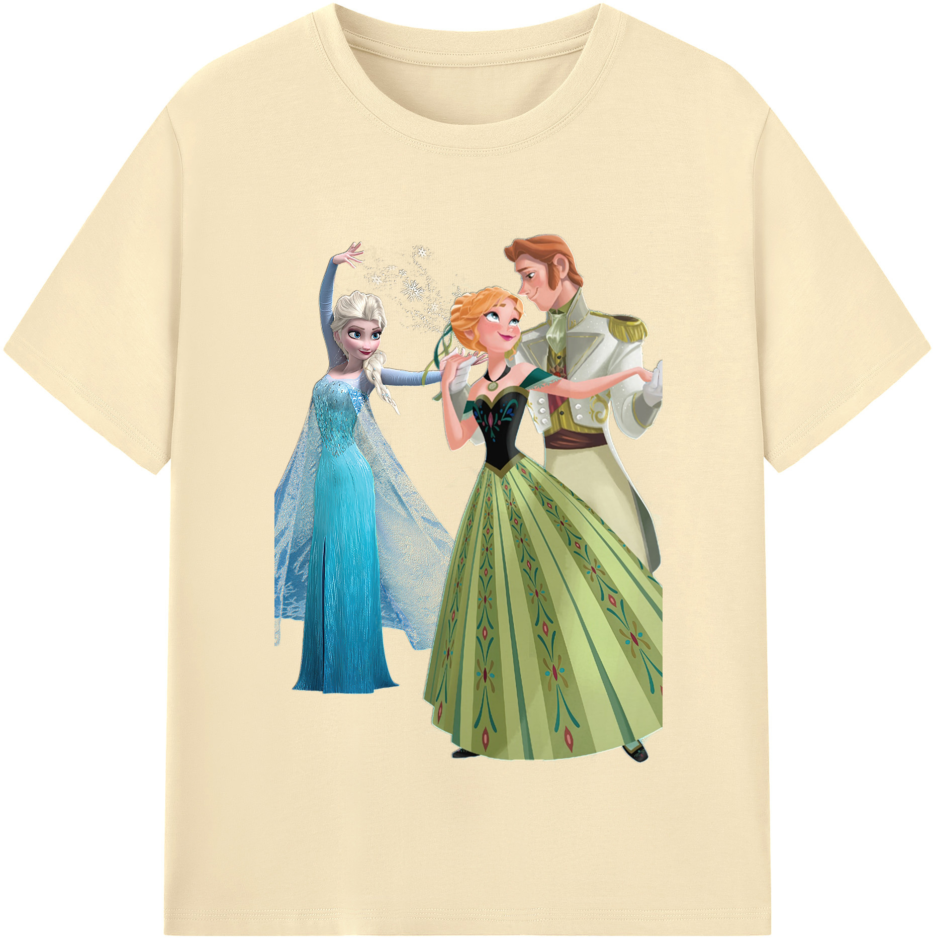 （画像用） アナと雪の女王 アンナ エルサ Frozen Anna Elsa 綿100％半袖Tシャツ（フロントプリント）