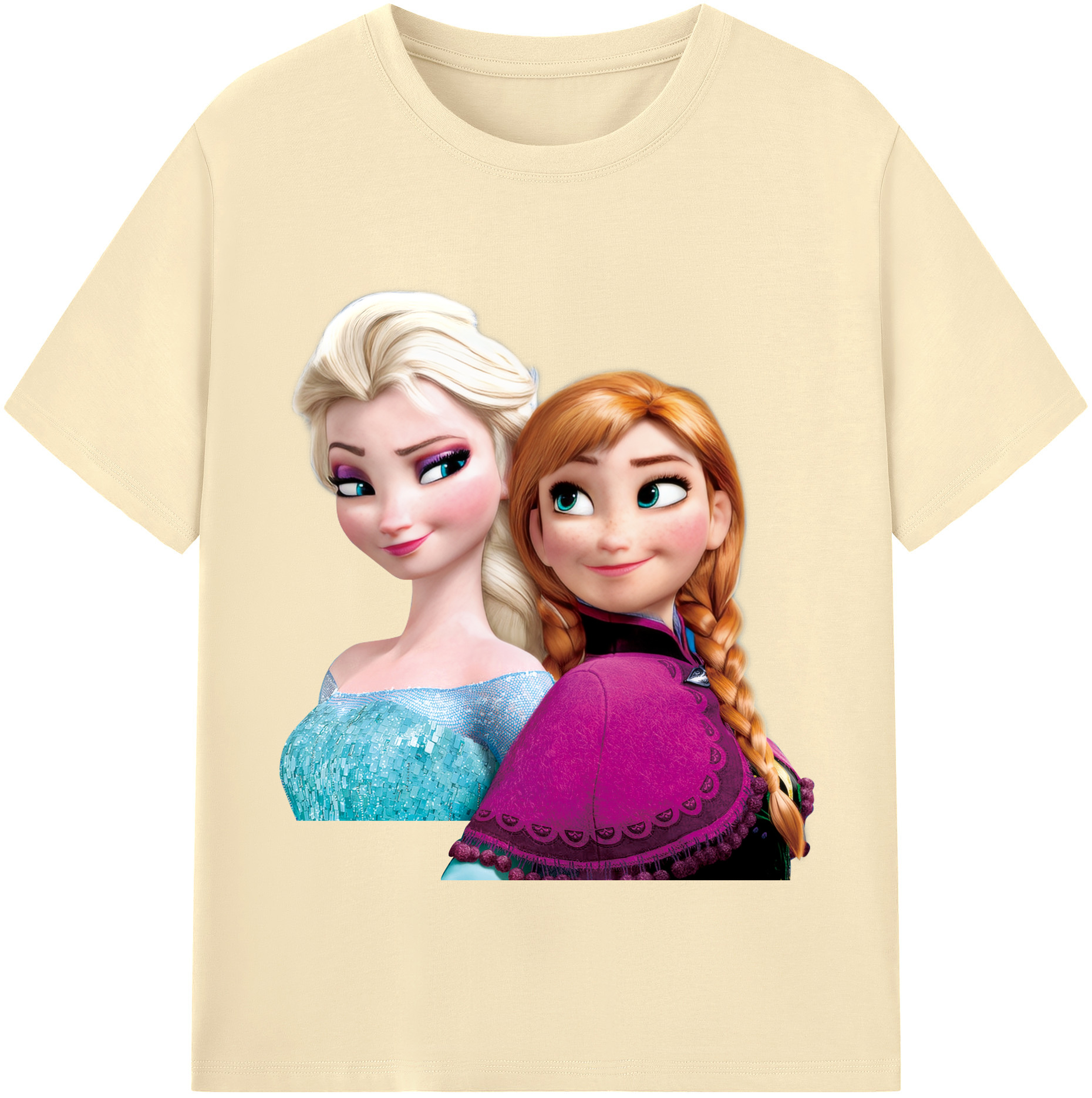 （画像用） アナと雪の女王 アンナ エルサ Frozen Anna Elsa 綿100％半袖Tシャツ（フロントプリント）