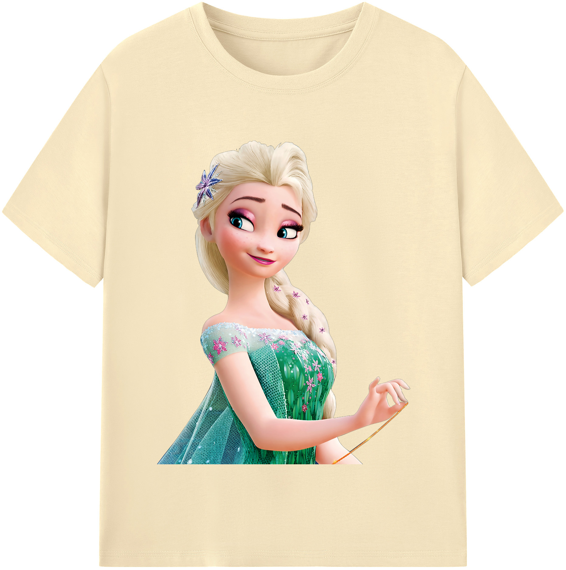 （画像用） アナと雪の女王 アンナ エルサ Frozen Anna Elsa 綿100％半袖Tシャツ（フロントプリント）