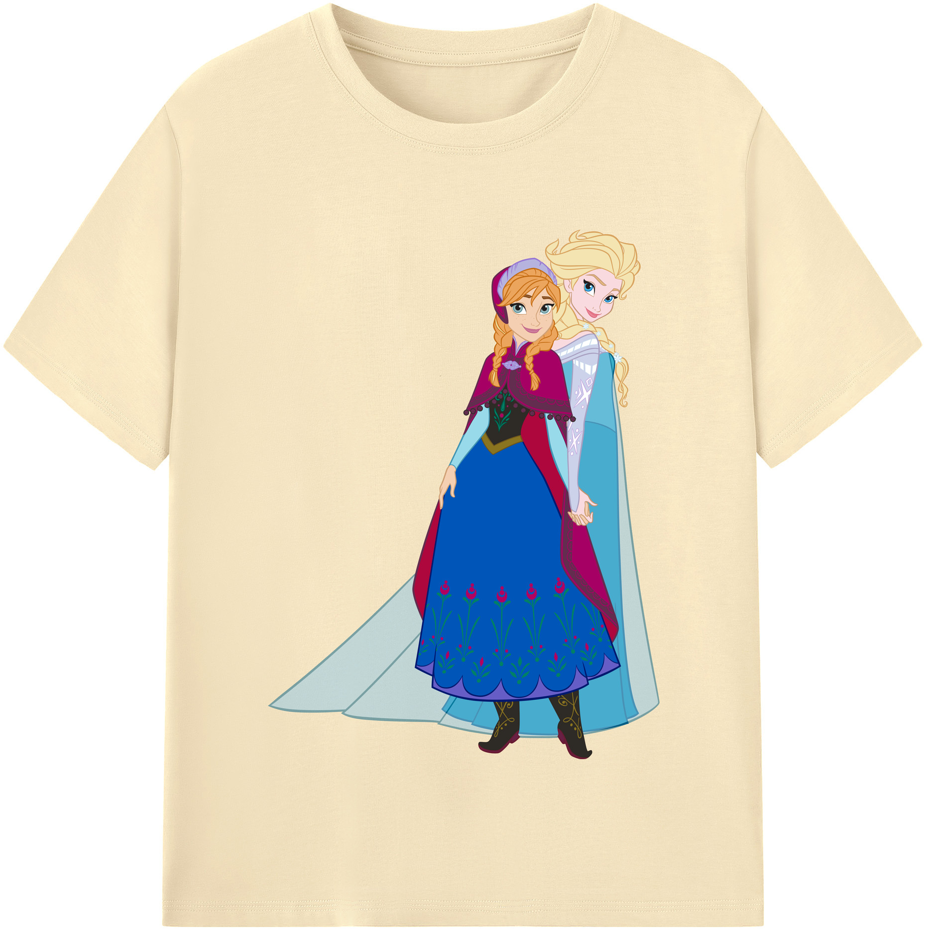 （画像用） アナと雪の女王 アンナ エルサ Frozen Anna Elsa 綿100％半袖Tシャツ（フロントプリント）