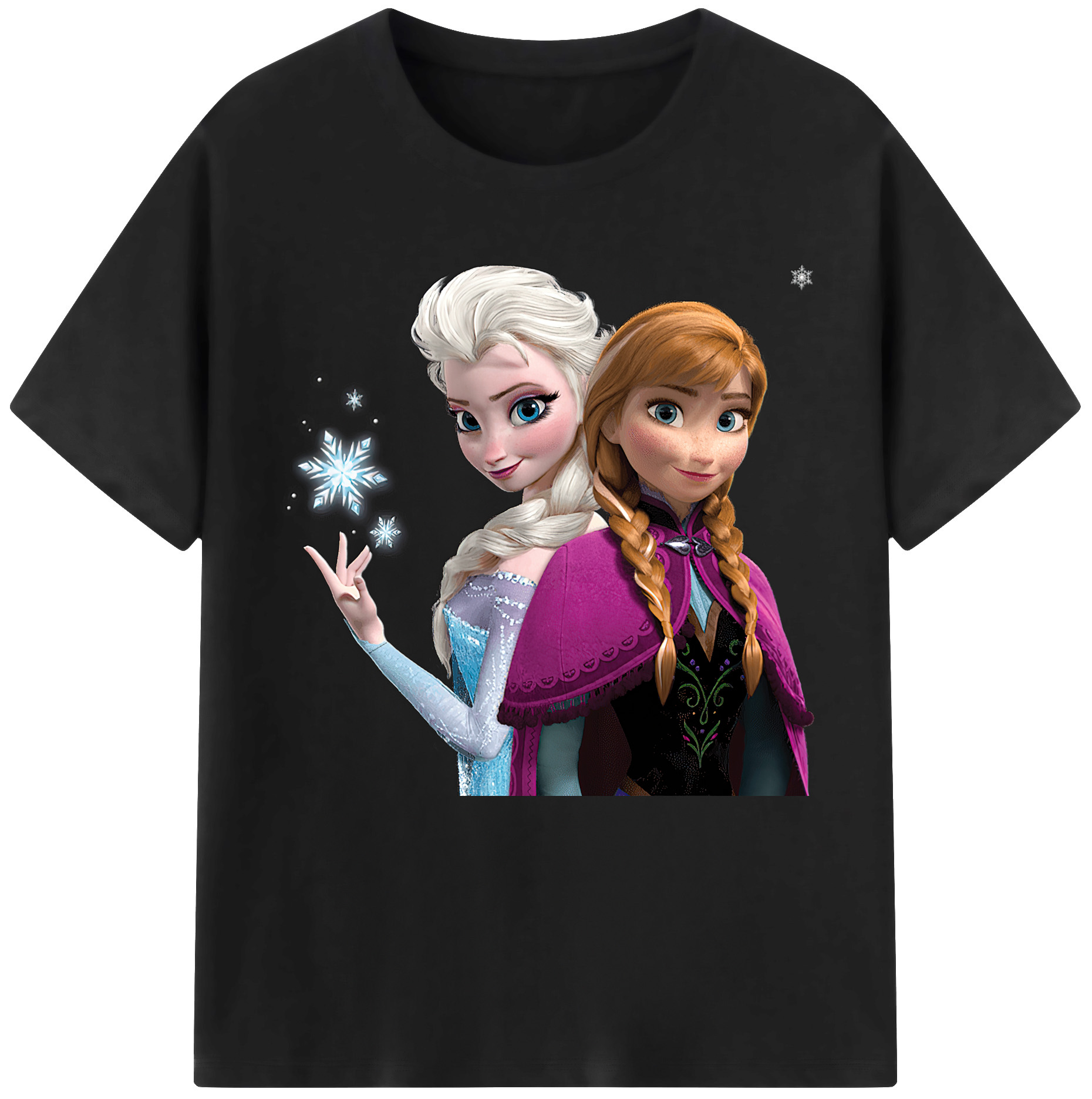 （画像用） アナと雪の女王 アンナ エルサ Frozen Anna Elsa 綿100％半袖Tシャツ（フロントプリント）