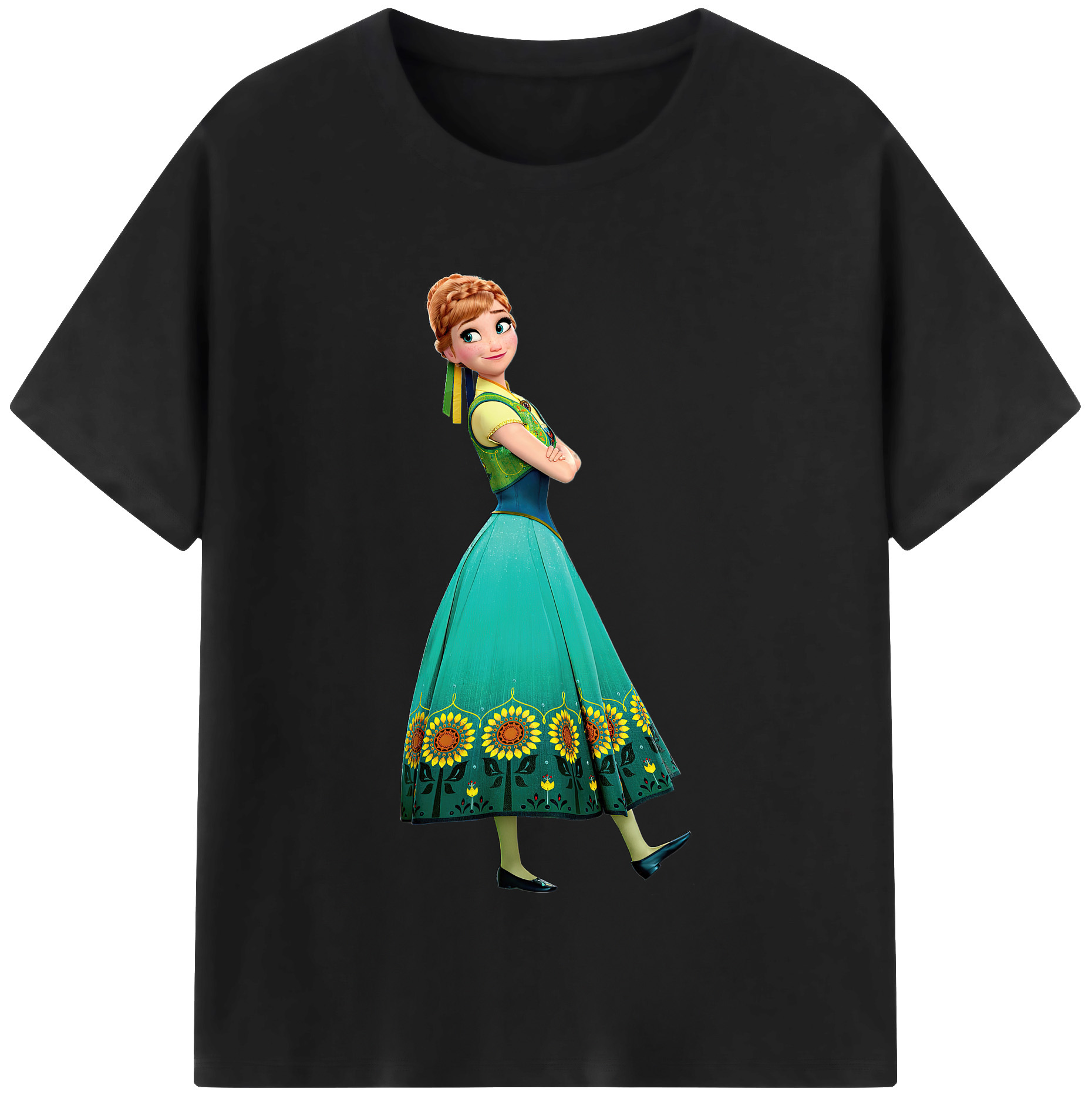 （画像用） アナと雪の女王 アンナ エルサ Frozen Anna Elsa 綿100％半袖Tシャツ（フロントプリント）