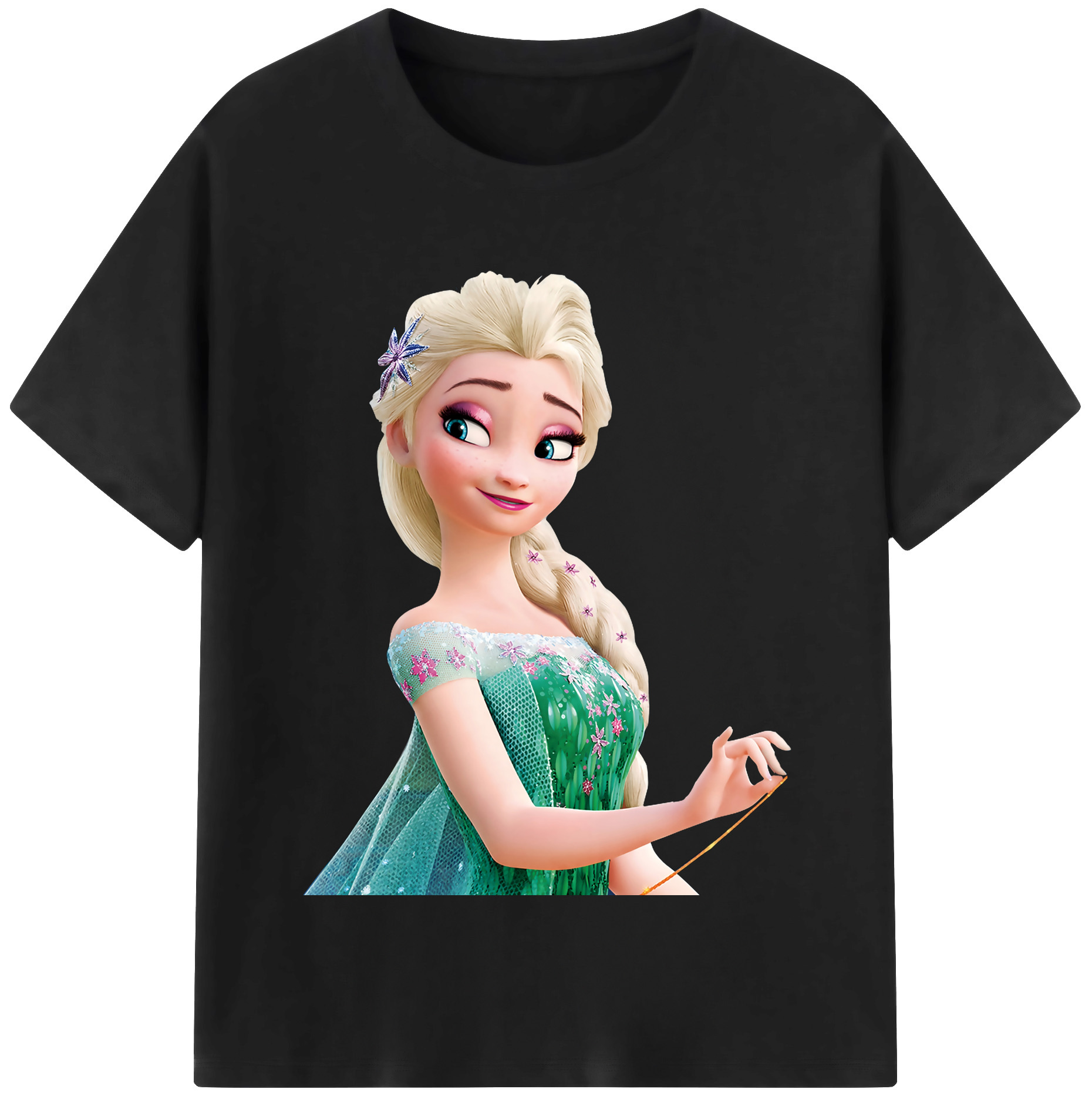 （画像用） アナと雪の女王 アンナ エルサ Frozen Anna Elsa 綿100％半袖Tシャツ（フロントプリント）