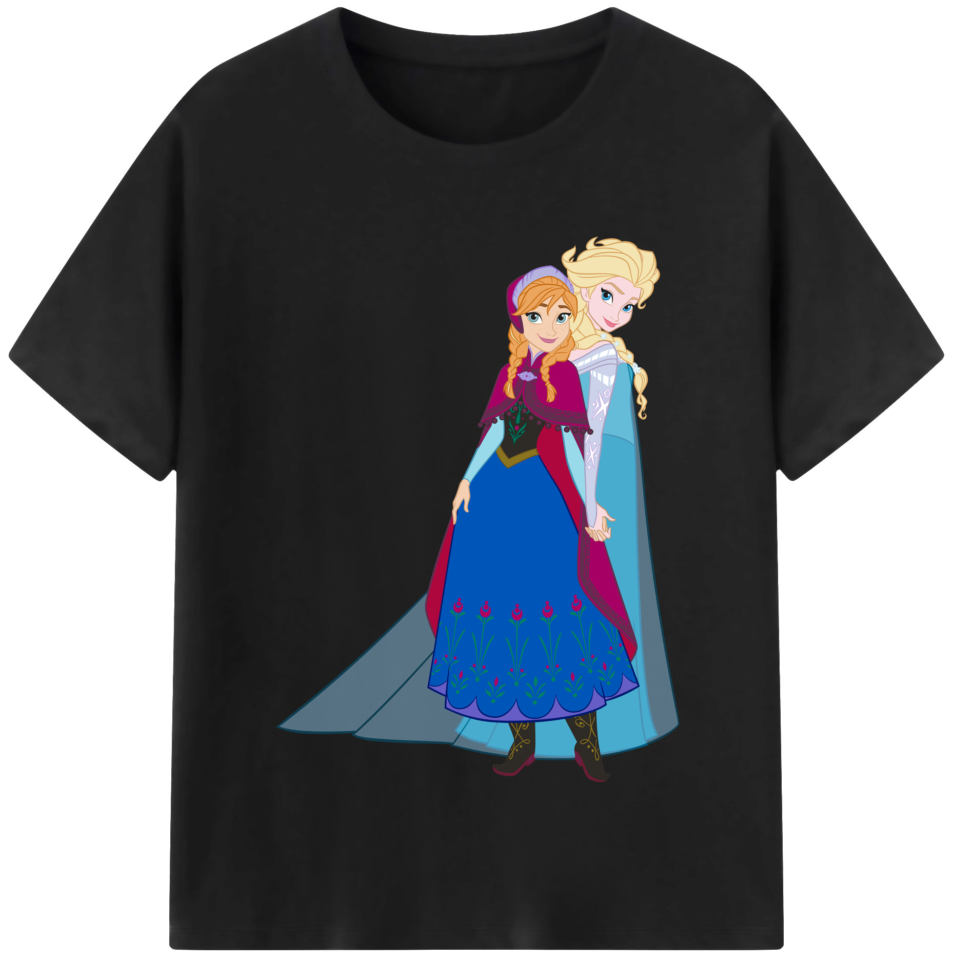 （画像用） アナと雪の女王 アンナ エルサ Frozen Anna Elsa 綿100％半袖Tシャツ（フロントプリント）
