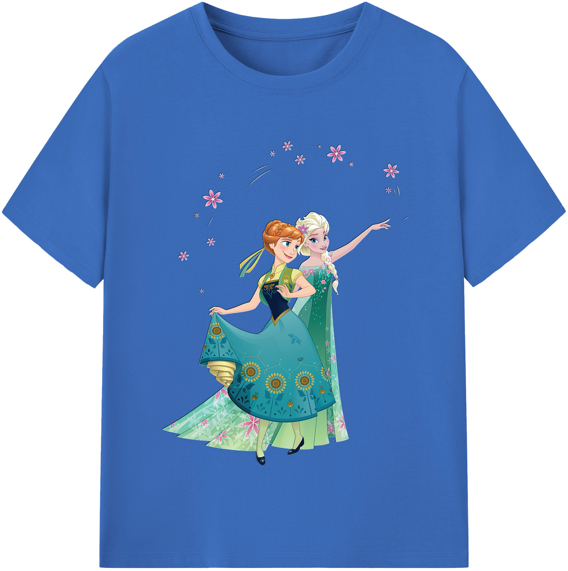 （画像用） アナと雪の女王 アンナ エルサ Frozen Anna Elsa 綿100％半袖Tシャツ（フロントプリント）