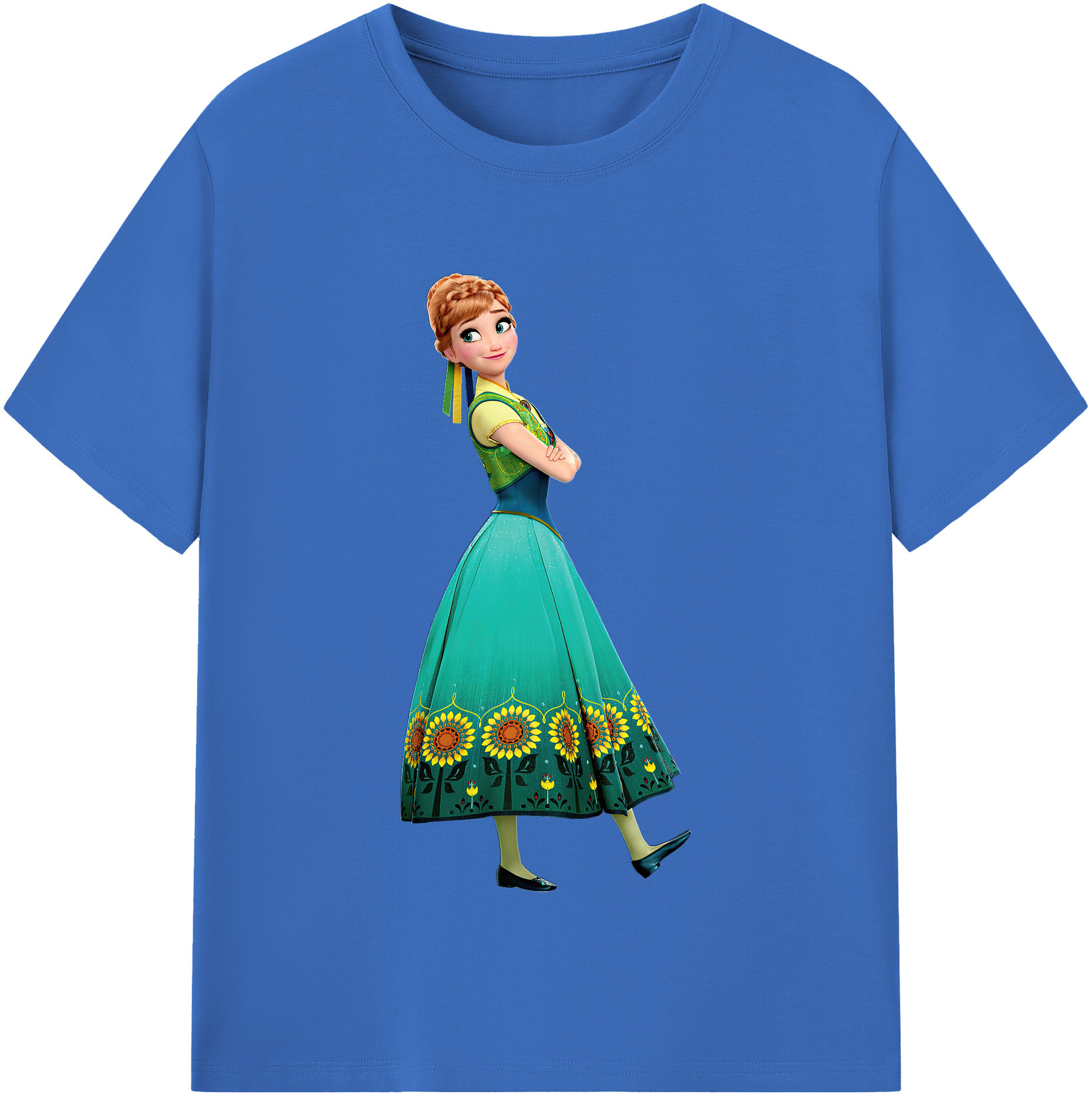 （画像用） アナと雪の女王 アンナ エルサ Frozen Anna Elsa 綿100％半袖Tシャツ（フロントプリント）