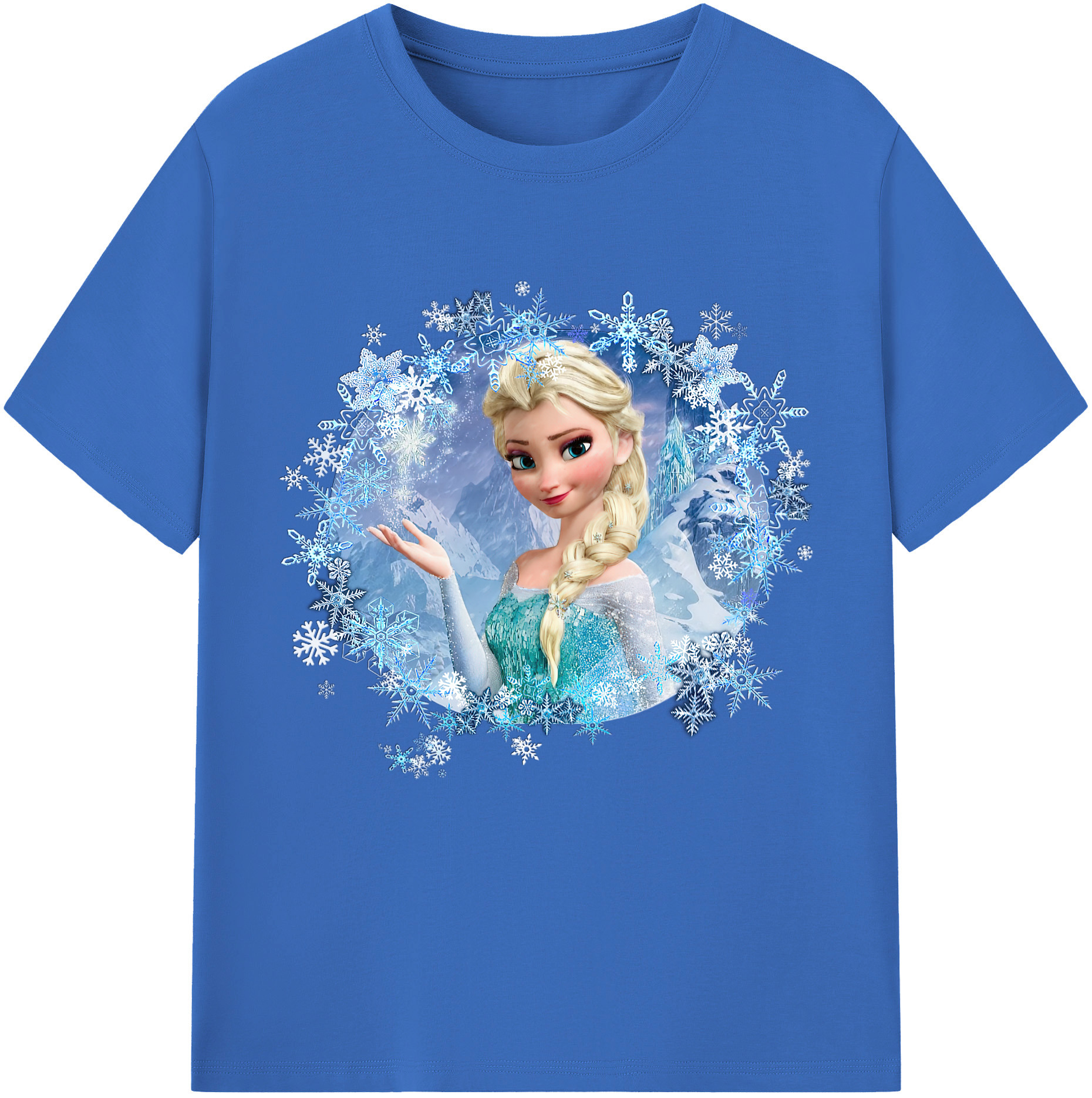 （画像用） アナと雪の女王 アンナ エルサ Frozen Anna Elsa 綿100％半袖Tシャツ（フロントプリント）