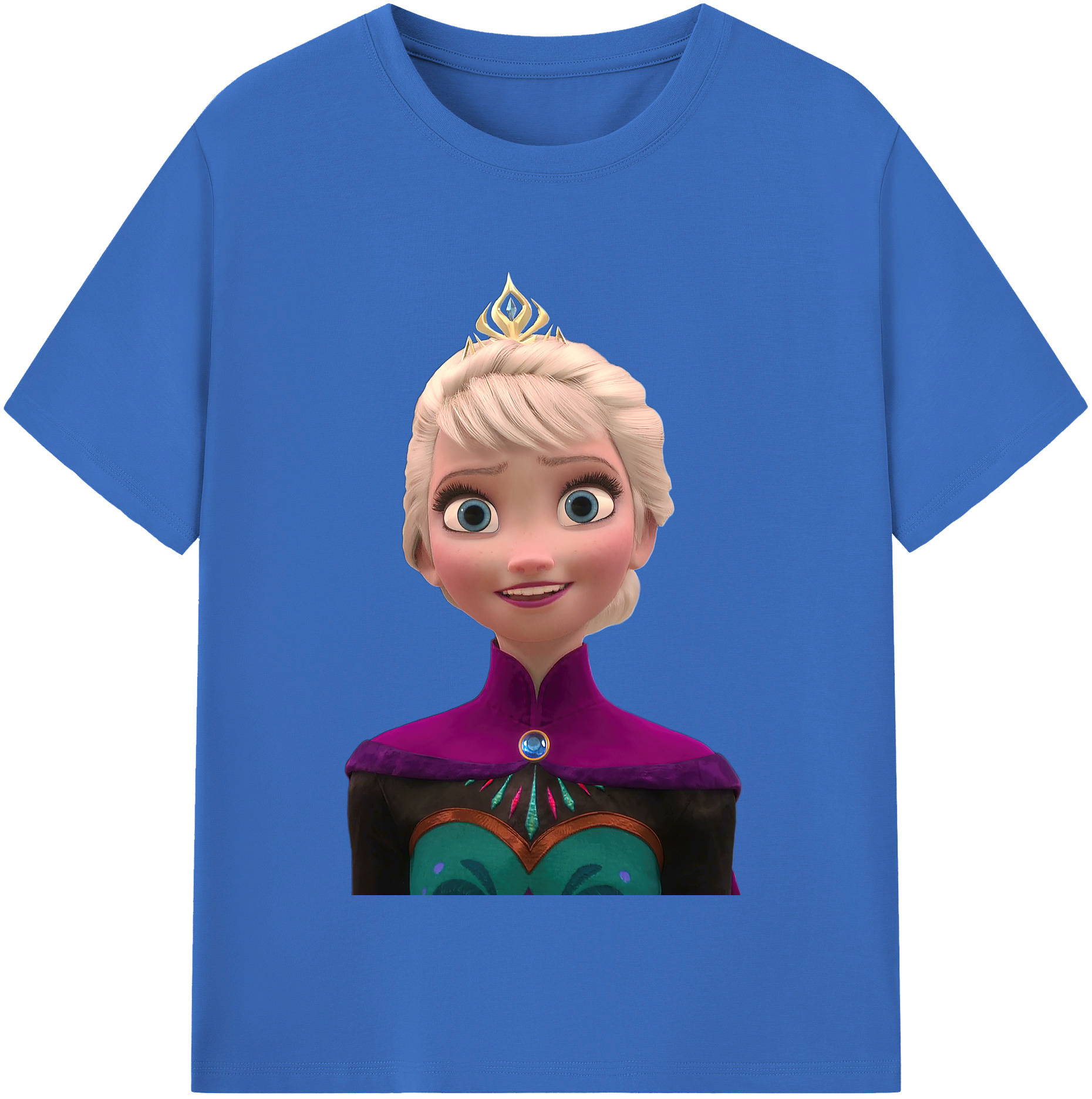 （画像用） アナと雪の女王 アンナ エルサ Frozen Anna Elsa 綿100％半袖Tシャツ（フロントプリント）