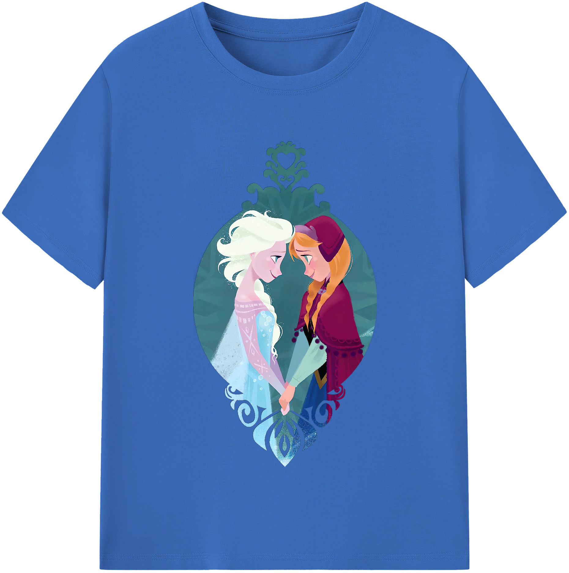 （画像用） アナと雪の女王 アンナ エルサ Frozen Anna Elsa 綿100％半袖Tシャツ（フロントプリント）