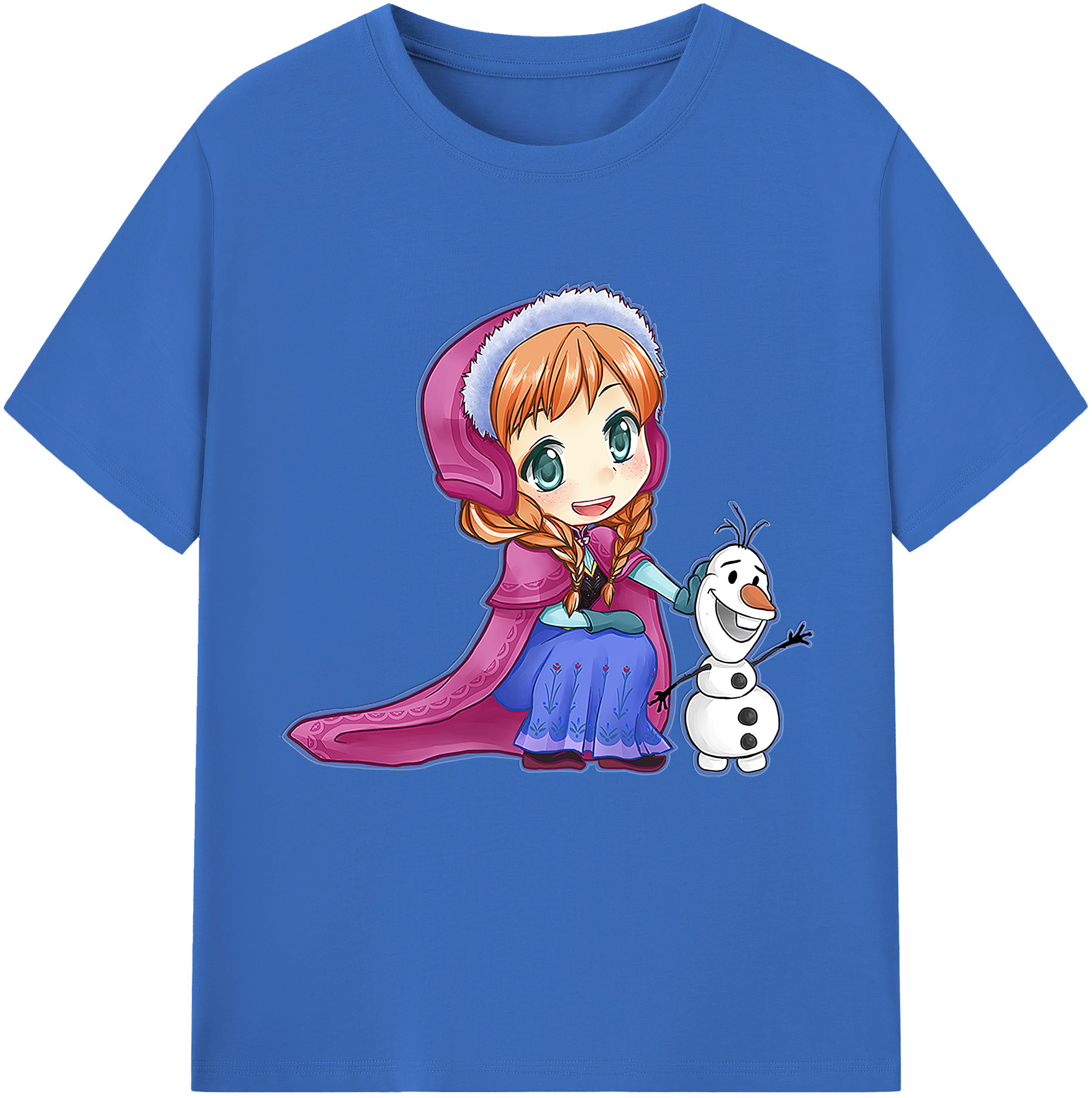 （画像用） アナと雪の女王 アンナ エルサ Frozen Anna Elsa 綿100％半袖Tシャツ（フロントプリント）