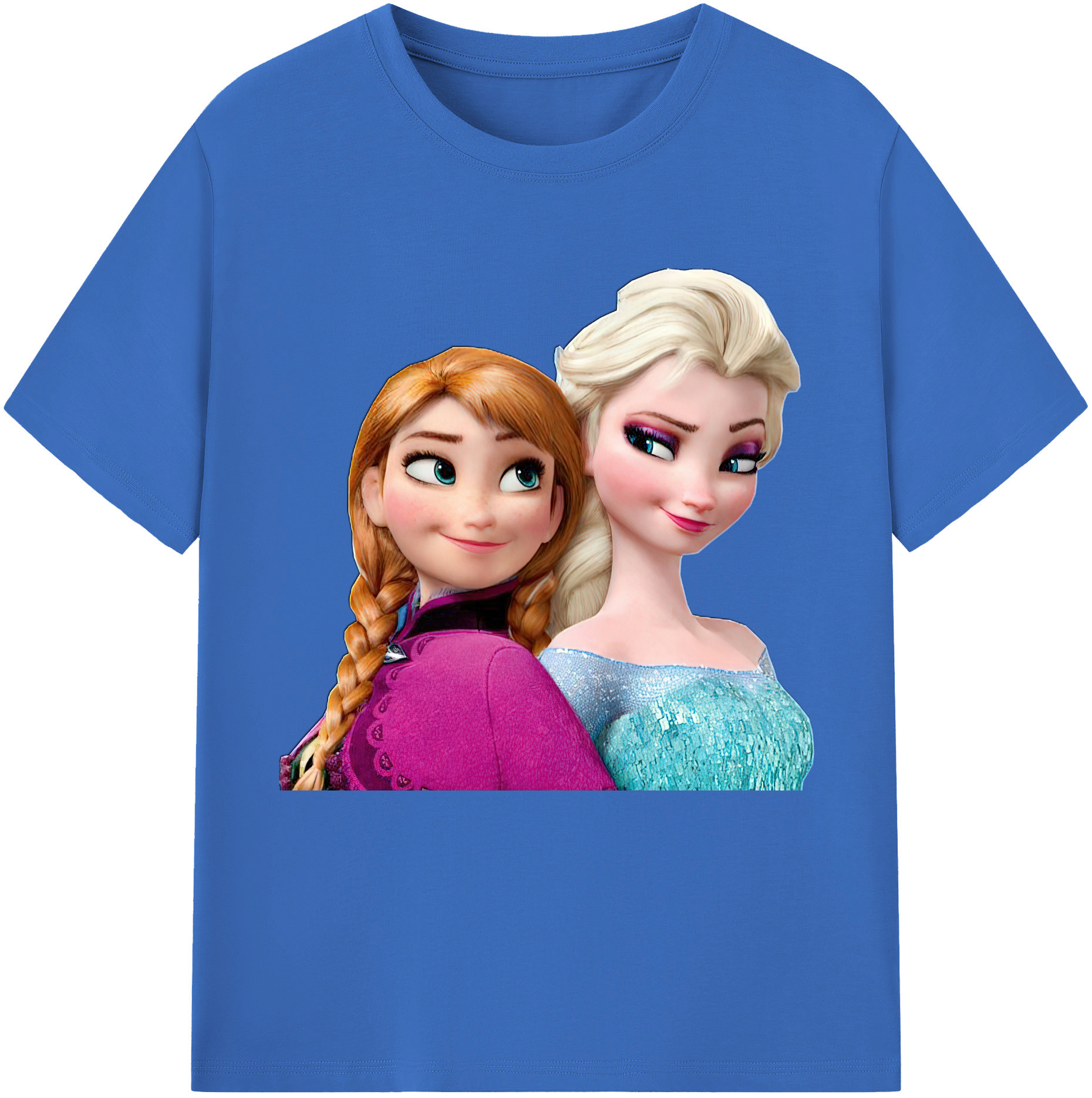 （画像用） アナと雪の女王 アンナ エルサ Frozen Anna Elsa 綿100％半袖Tシャツ（フロントプリント）