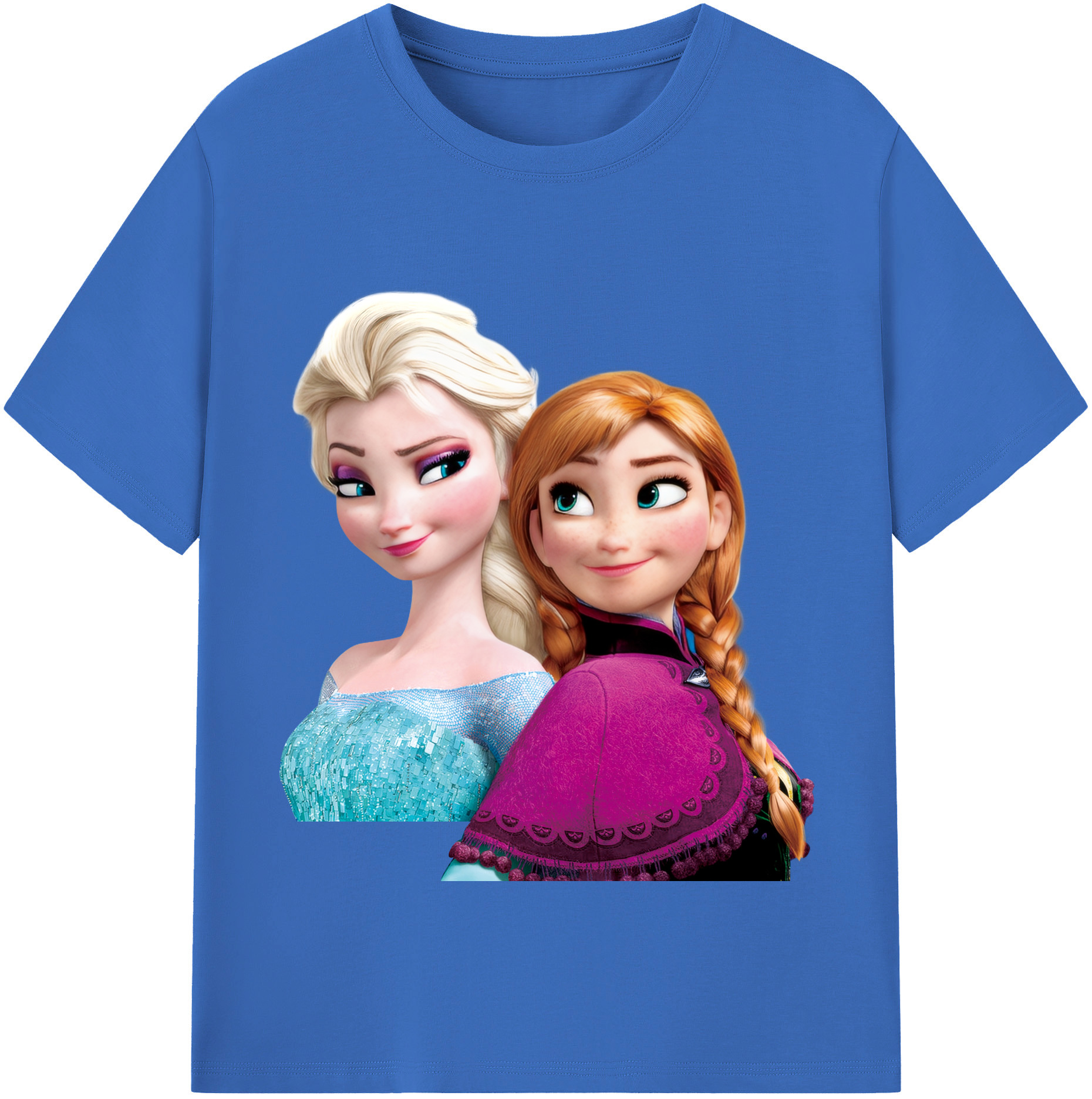 （画像用） アナと雪の女王 アンナ エルサ Frozen Anna Elsa 綿100％半袖Tシャツ（フロントプリント）