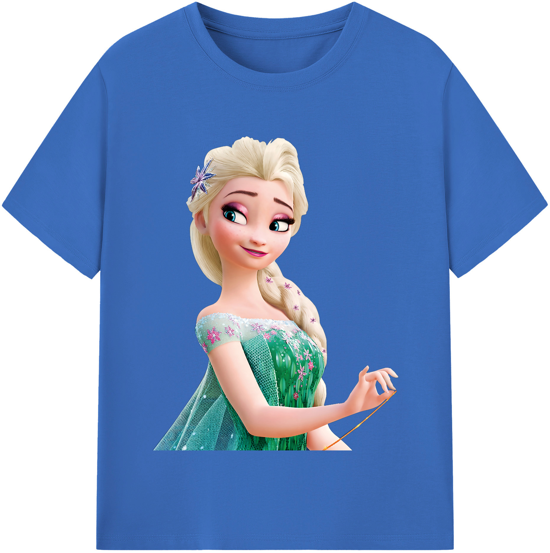 （画像用） アナと雪の女王 アンナ エルサ Frozen Anna Elsa 綿100％半袖Tシャツ（フロントプリント）