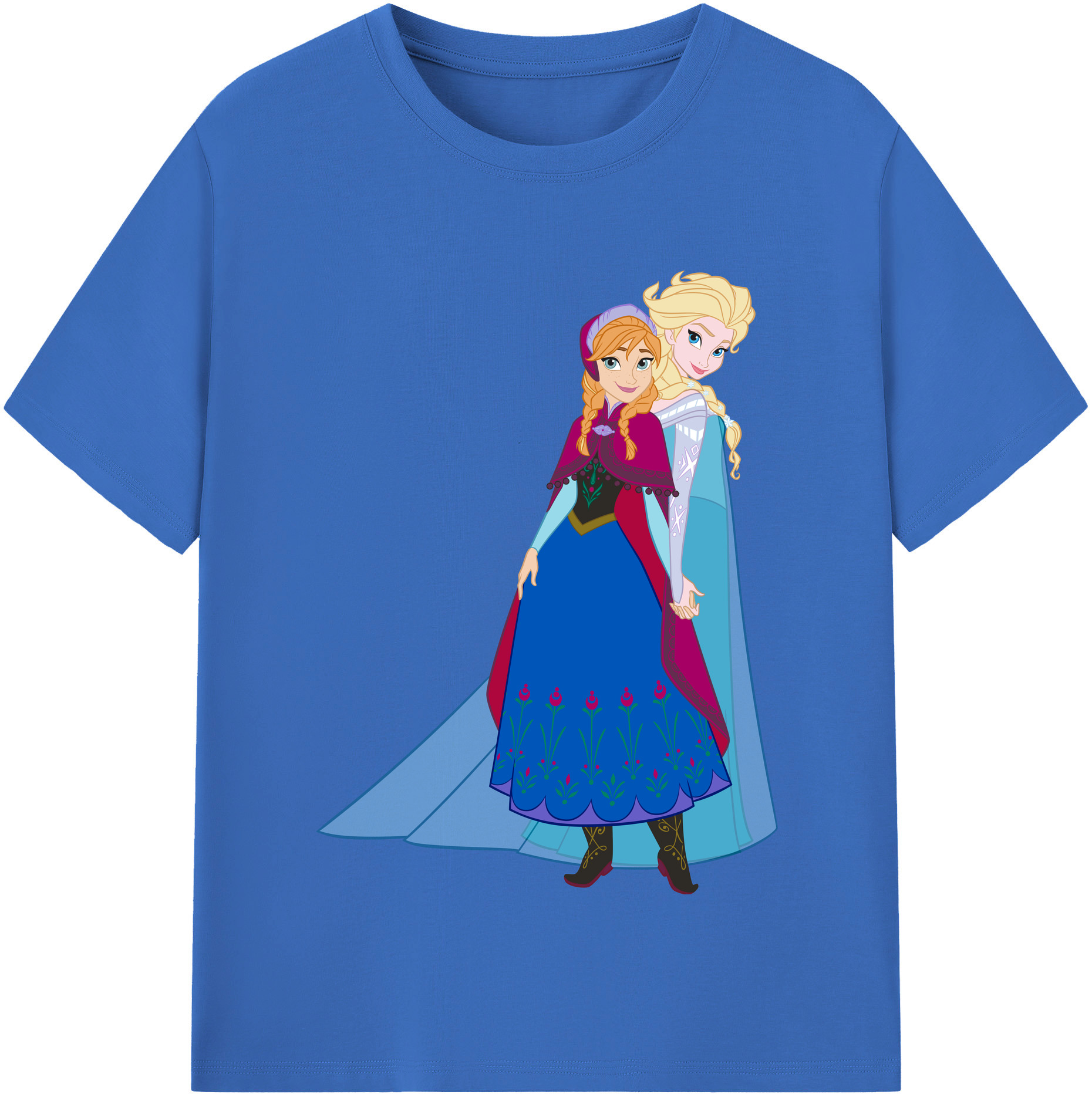 （画像用） アナと雪の女王 アンナ エルサ Frozen Anna Elsa 綿100％半袖Tシャツ（フロントプリント）