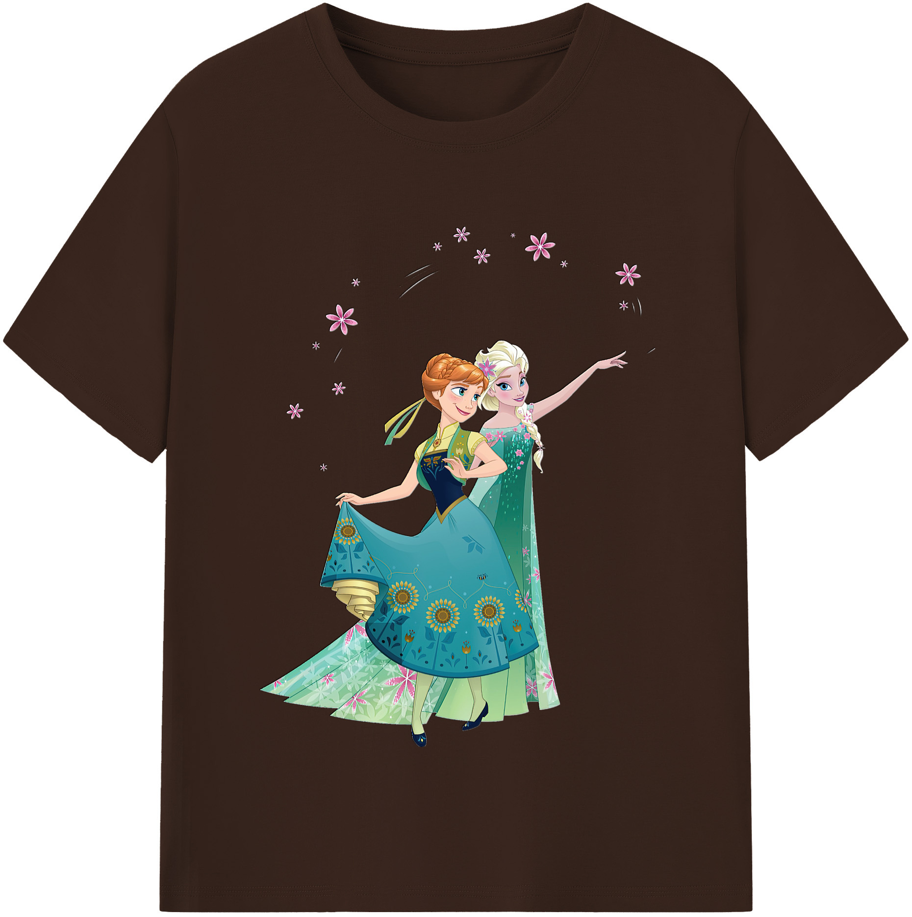 （画像用） アナと雪の女王 アンナ エルサ Frozen Anna Elsa 綿100％半袖Tシャツ（フロントプリント）