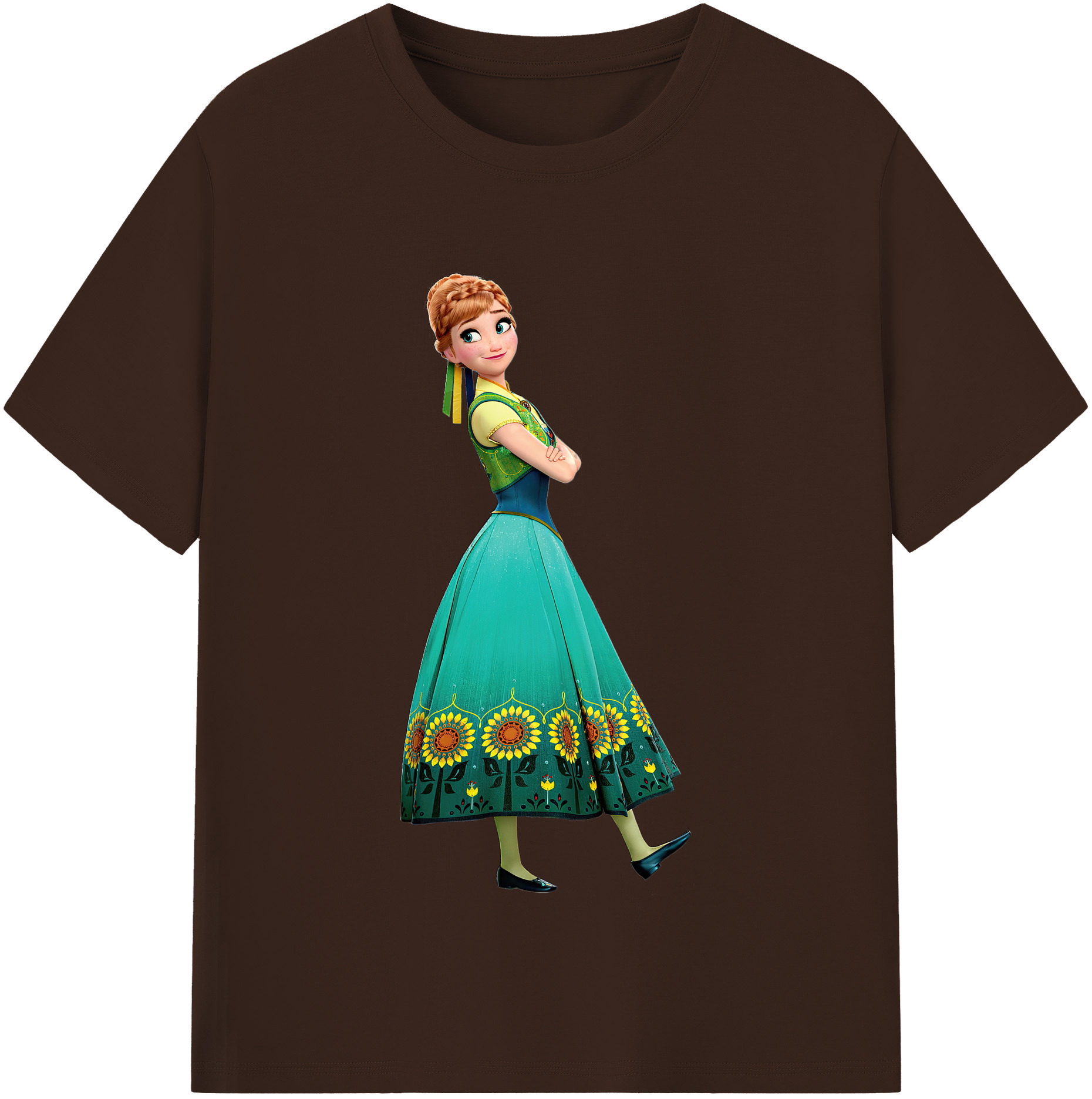 （画像用） アナと雪の女王 アンナ エルサ Frozen Anna Elsa 綿100％半袖Tシャツ（フロントプリント）