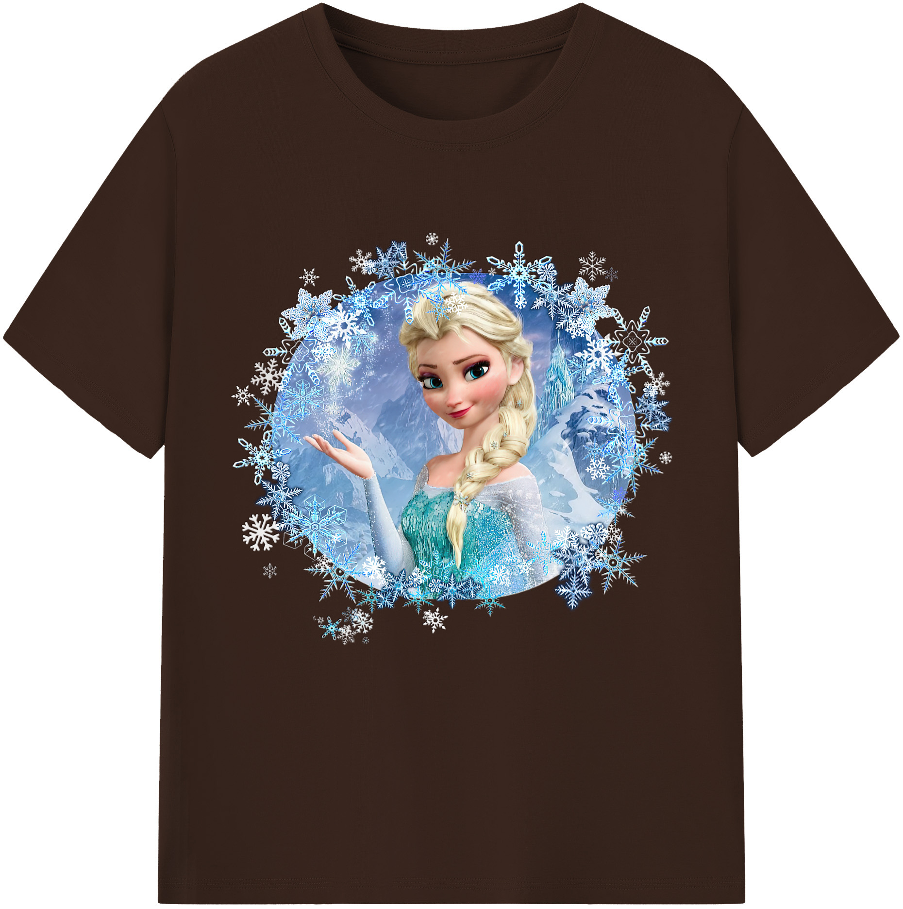 （画像用） アナと雪の女王 アンナ エルサ Frozen Anna Elsa 綿100％半袖Tシャツ（フロントプリント）