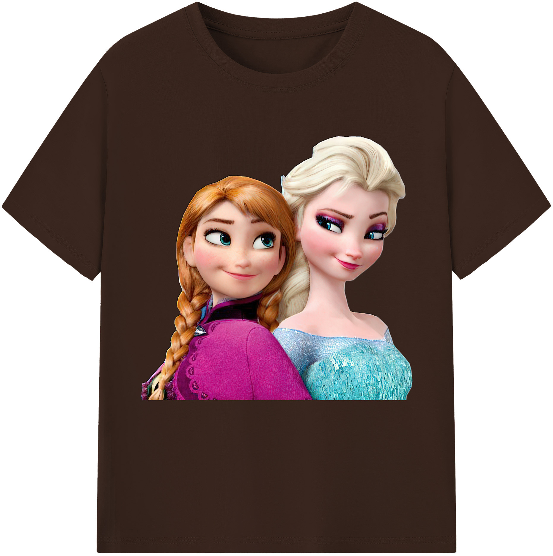 （画像用） アナと雪の女王 アンナ エルサ Frozen Anna Elsa 綿100％半袖Tシャツ（フロントプリント）