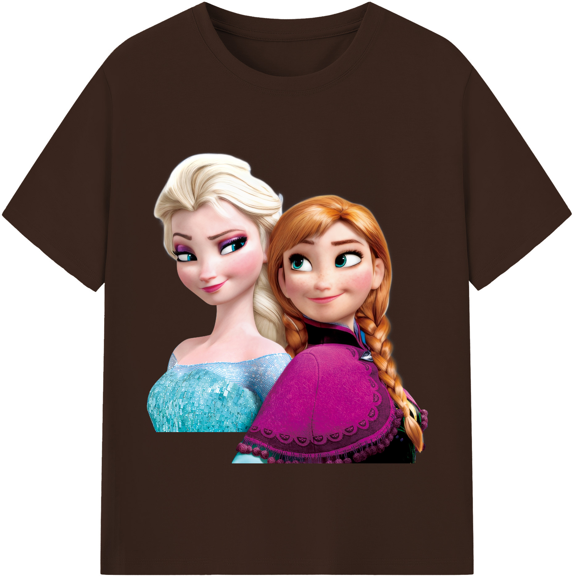 （画像用） アナと雪の女王 アンナ エルサ Frozen Anna Elsa 綿100％半袖Tシャツ（フロントプリント）