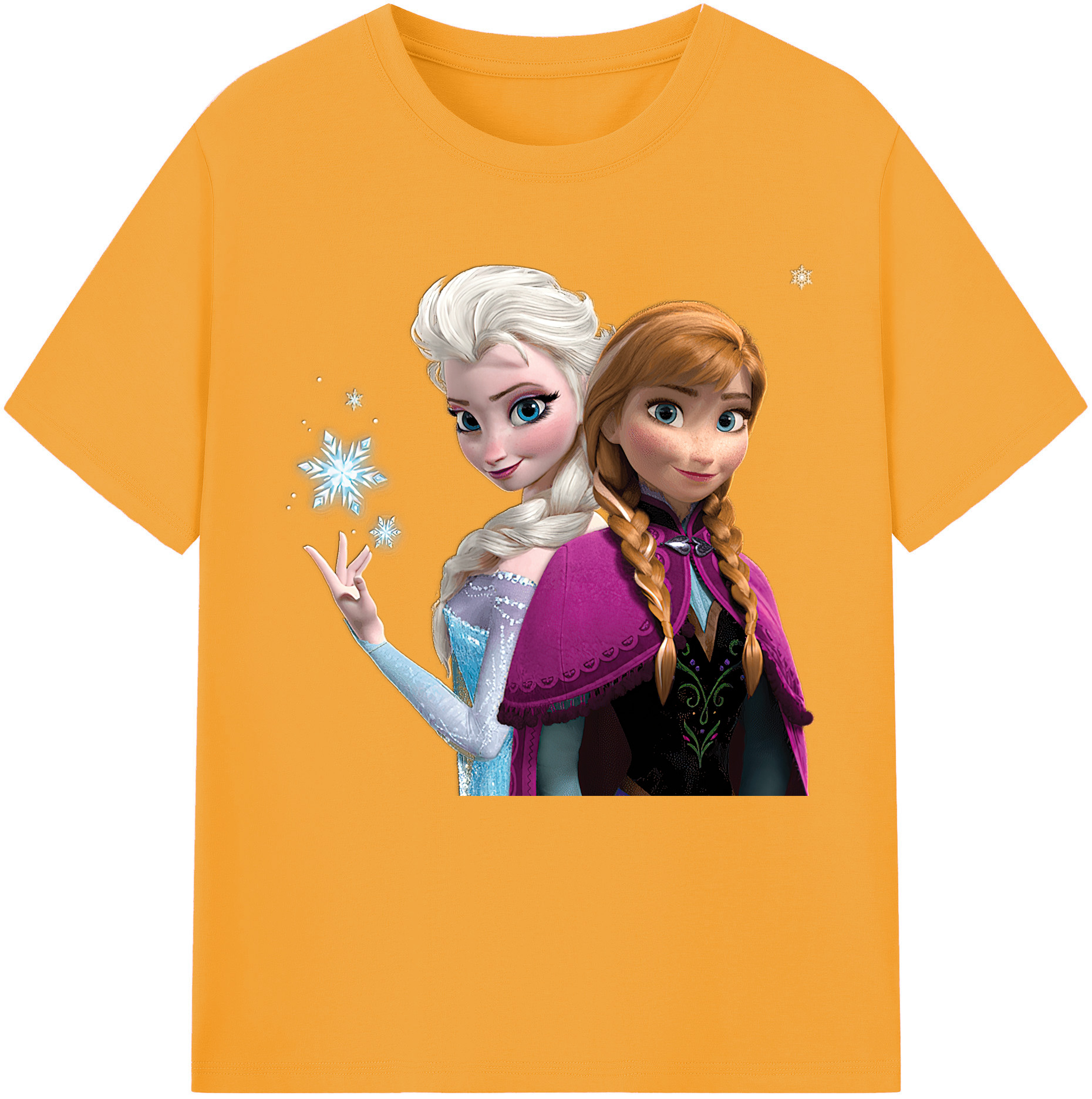 （画像用） アナと雪の女王 アンナ エルサ Frozen Anna Elsa 綿100％半袖Tシャツ（フロントプリント）