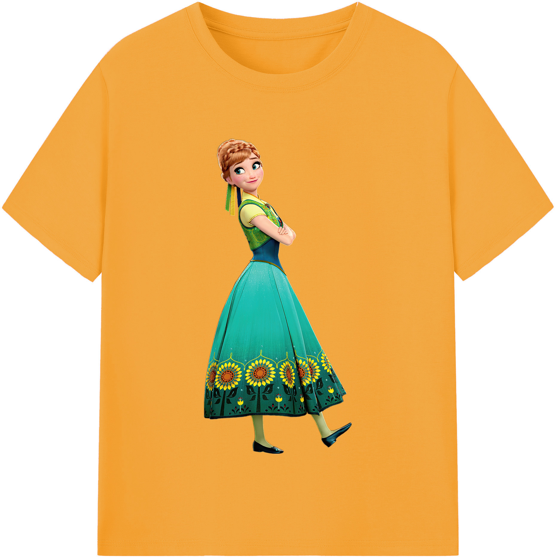 （画像用） アナと雪の女王 アンナ エルサ Frozen Anna Elsa 綿100％半袖Tシャツ（フロントプリント）