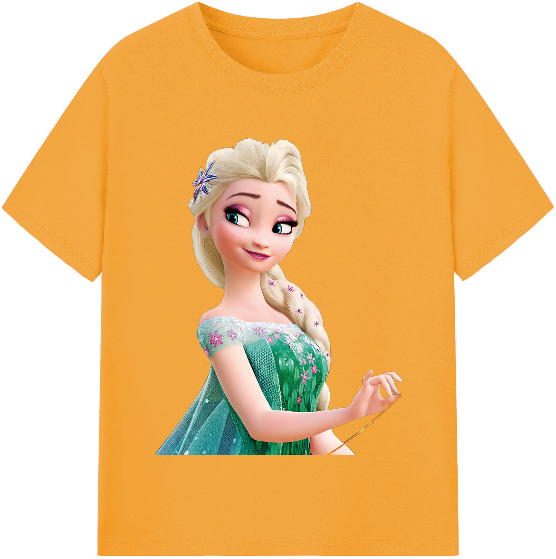 （画像用） アナと雪の女王 アンナ エルサ Frozen Anna Elsa 綿100％半袖Tシャツ（フロントプリント）