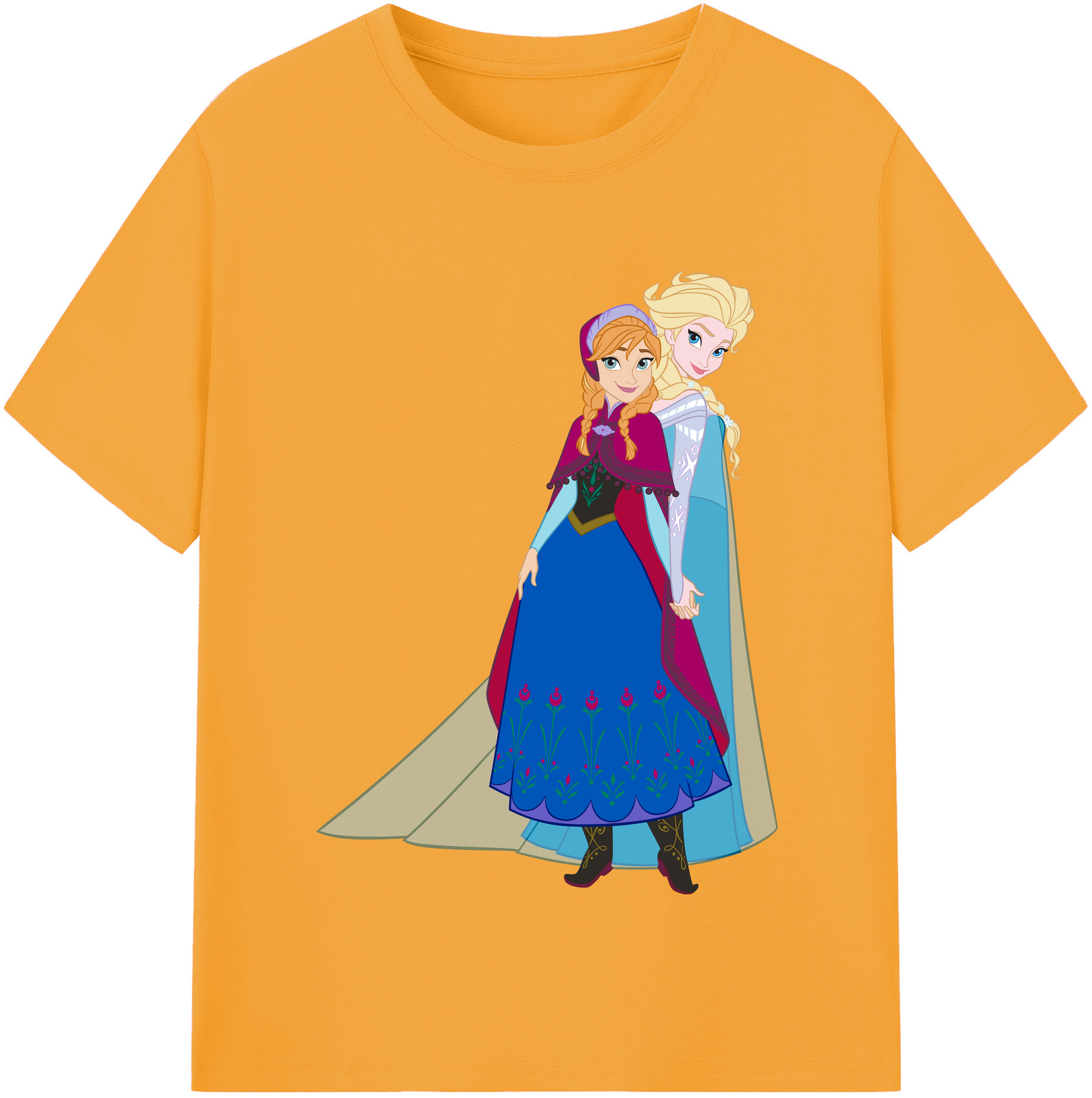 （画像用） アナと雪の女王 アンナ エルサ Frozen Anna Elsa 綿100％半袖Tシャツ（フロントプリント）