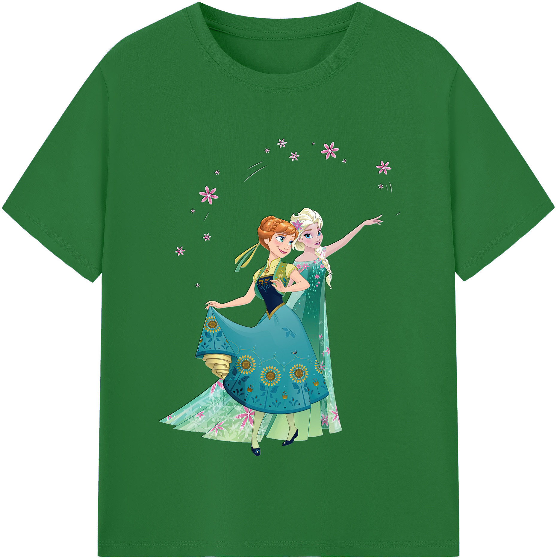 （画像用） アナと雪の女王 アンナ エルサ Frozen Anna Elsa 綿100％半袖Tシャツ（フロントプリント）