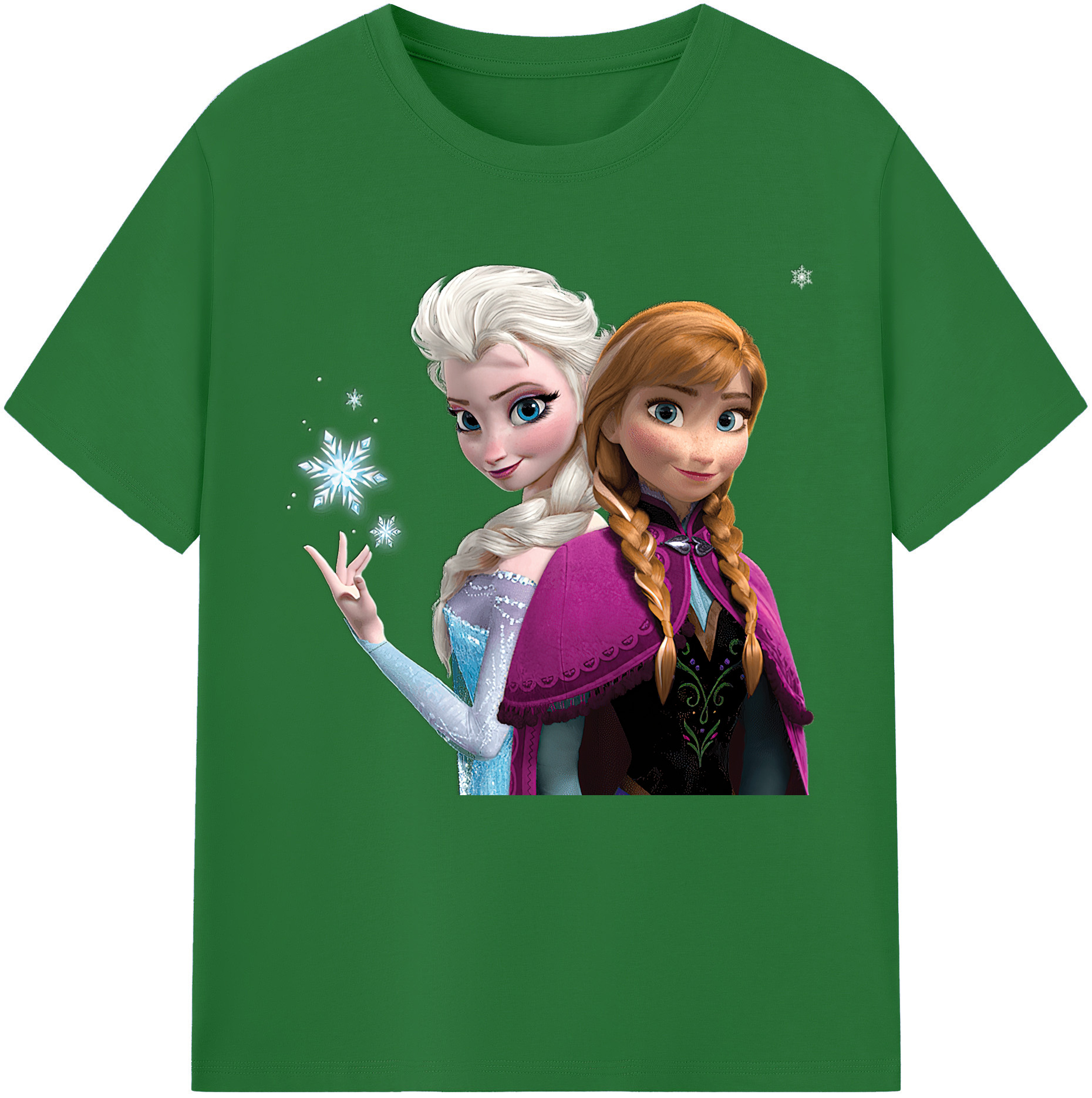 （画像用） アナと雪の女王 アンナ エルサ Frozen Anna Elsa 綿100％半袖Tシャツ（フロントプリント）