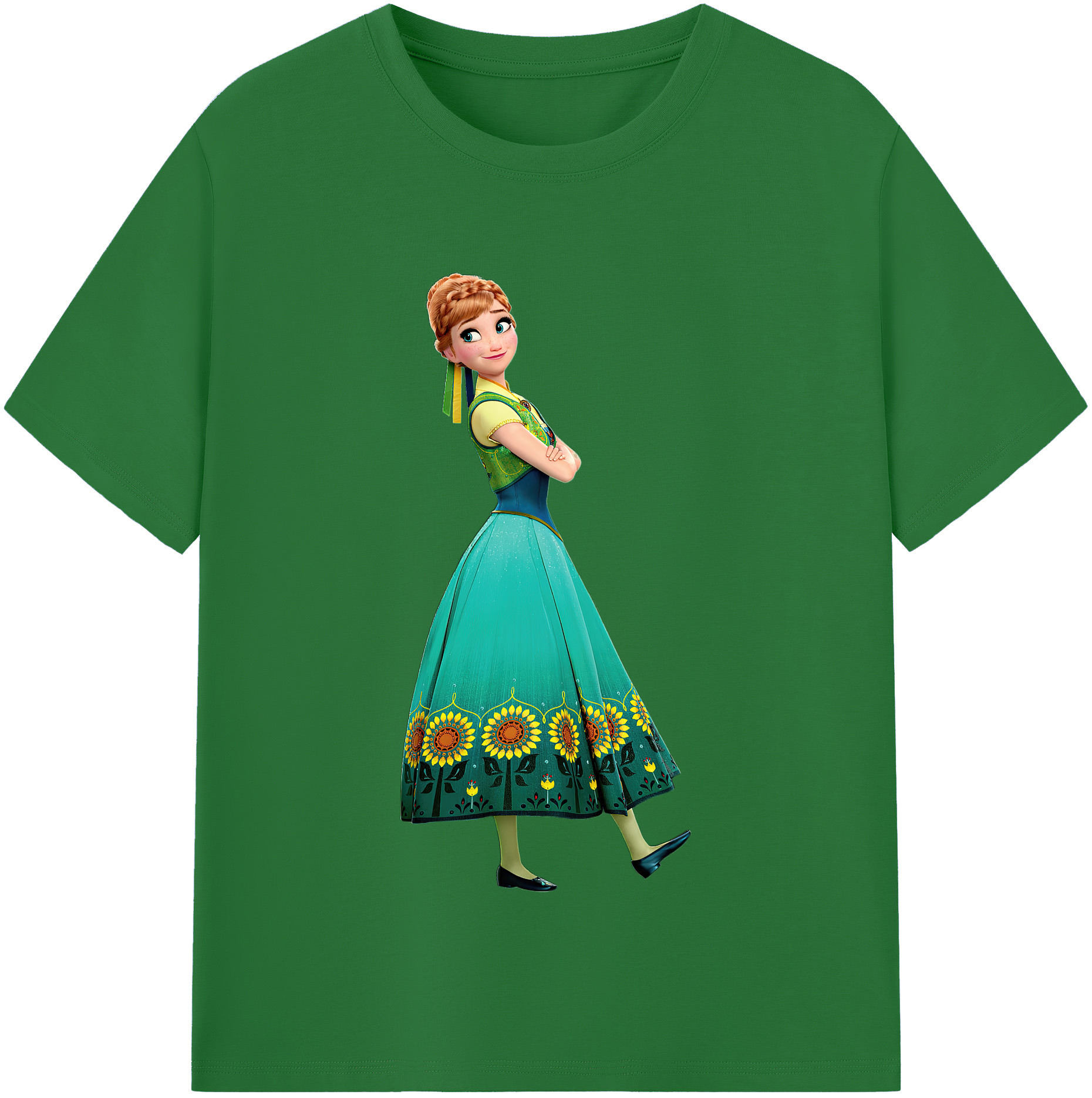 （画像用） アナと雪の女王 アンナ エルサ Frozen Anna Elsa 綿100％半袖Tシャツ（フロントプリント）