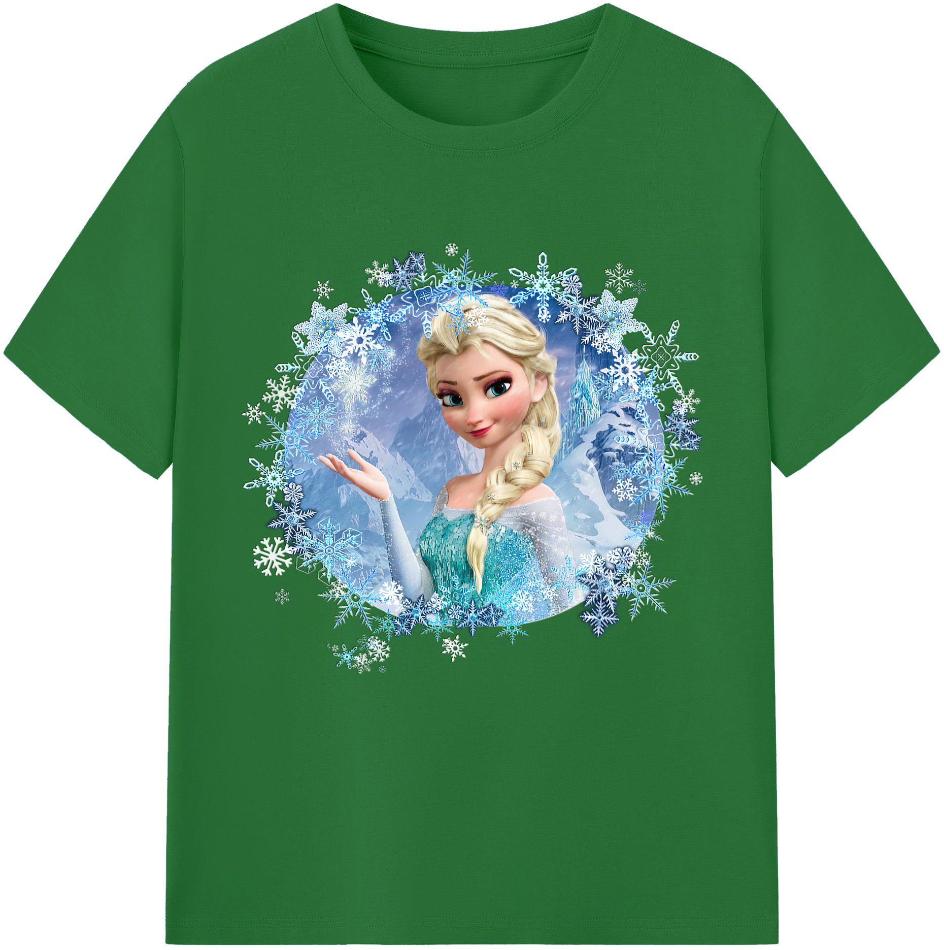 （画像用） アナと雪の女王 アンナ エルサ Frozen Anna Elsa 綿100％半袖Tシャツ（フロントプリント）