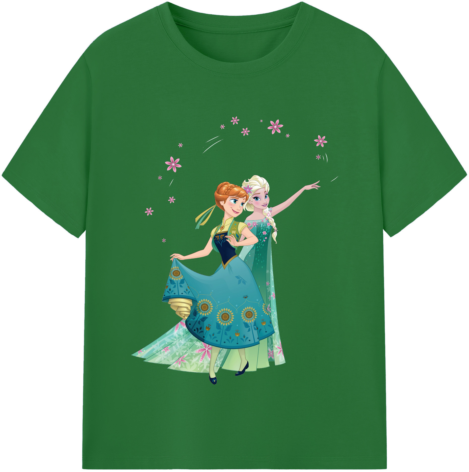 （画像用） アナと雪の女王 アンナ エルサ Frozen Anna Elsa 綿100％半袖Tシャツ（フロントプリント）