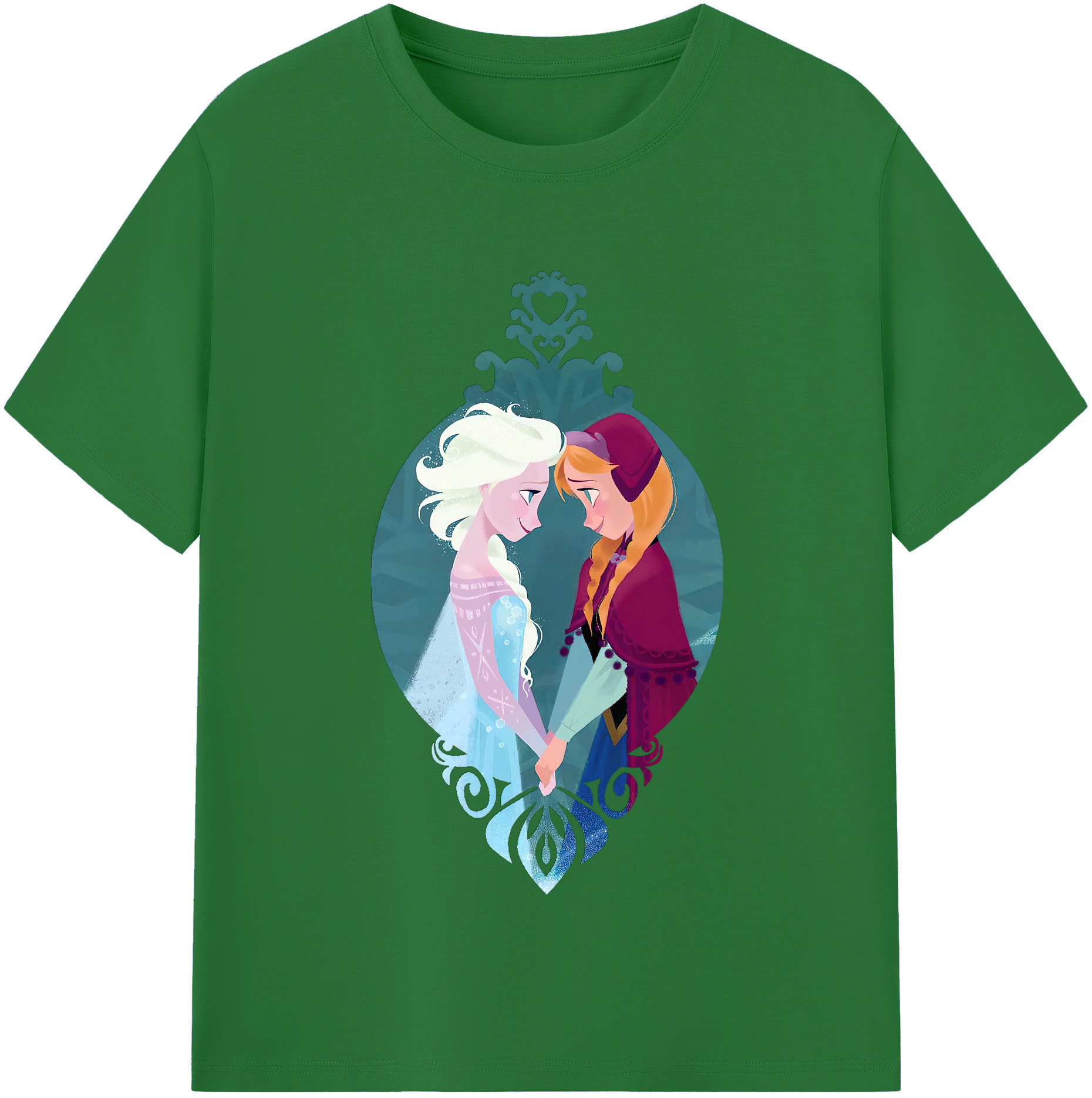 （画像用） アナと雪の女王 アンナ エルサ Frozen Anna Elsa 綿100％半袖Tシャツ（フロントプリント）
