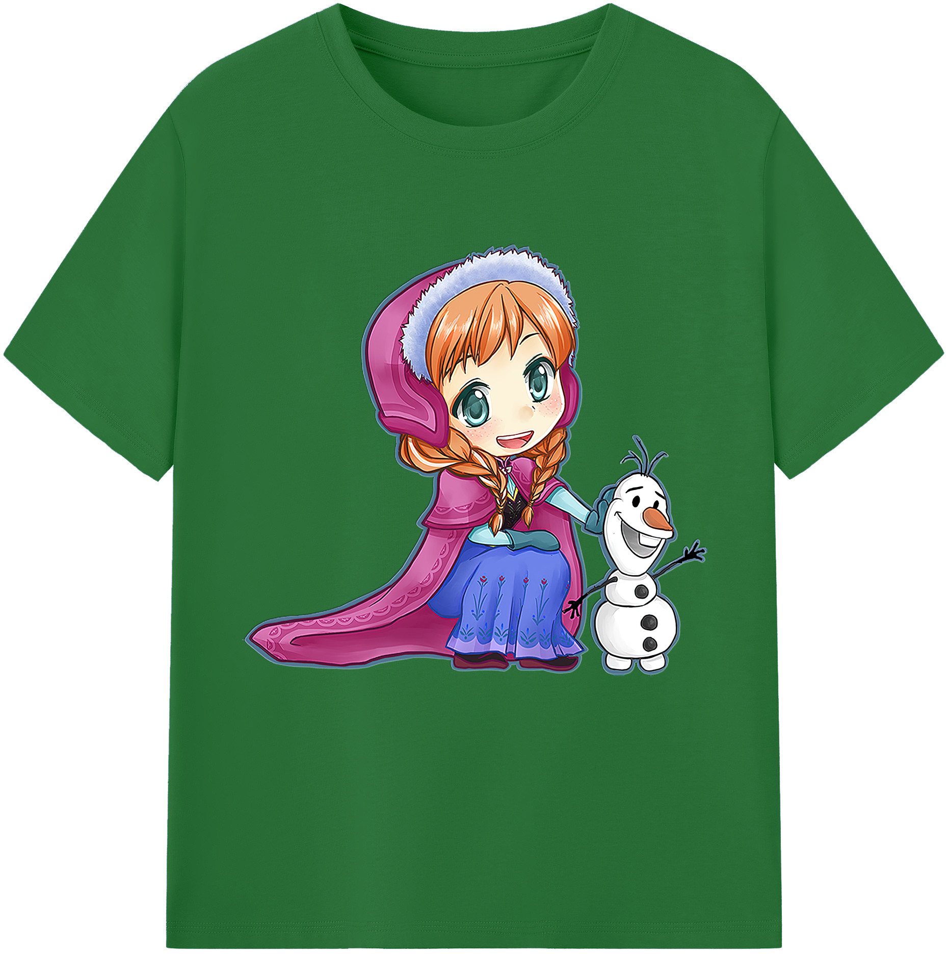 （画像用） アナと雪の女王 アンナ エルサ Frozen Anna Elsa 綿100％半袖Tシャツ（フロントプリント）