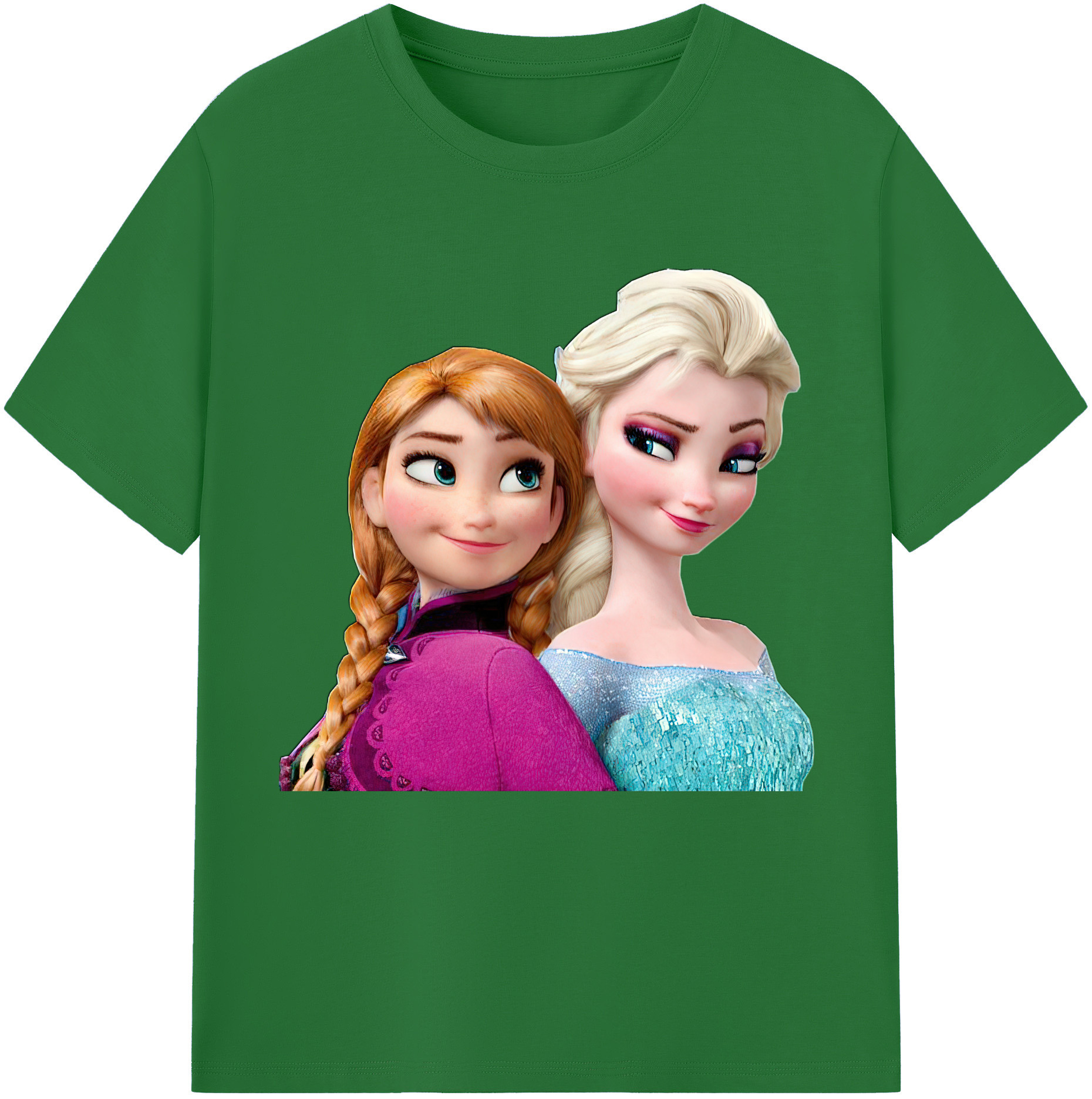 （画像用） アナと雪の女王 アンナ エルサ Frozen Anna Elsa 綿100％半袖Tシャツ（フロントプリント）