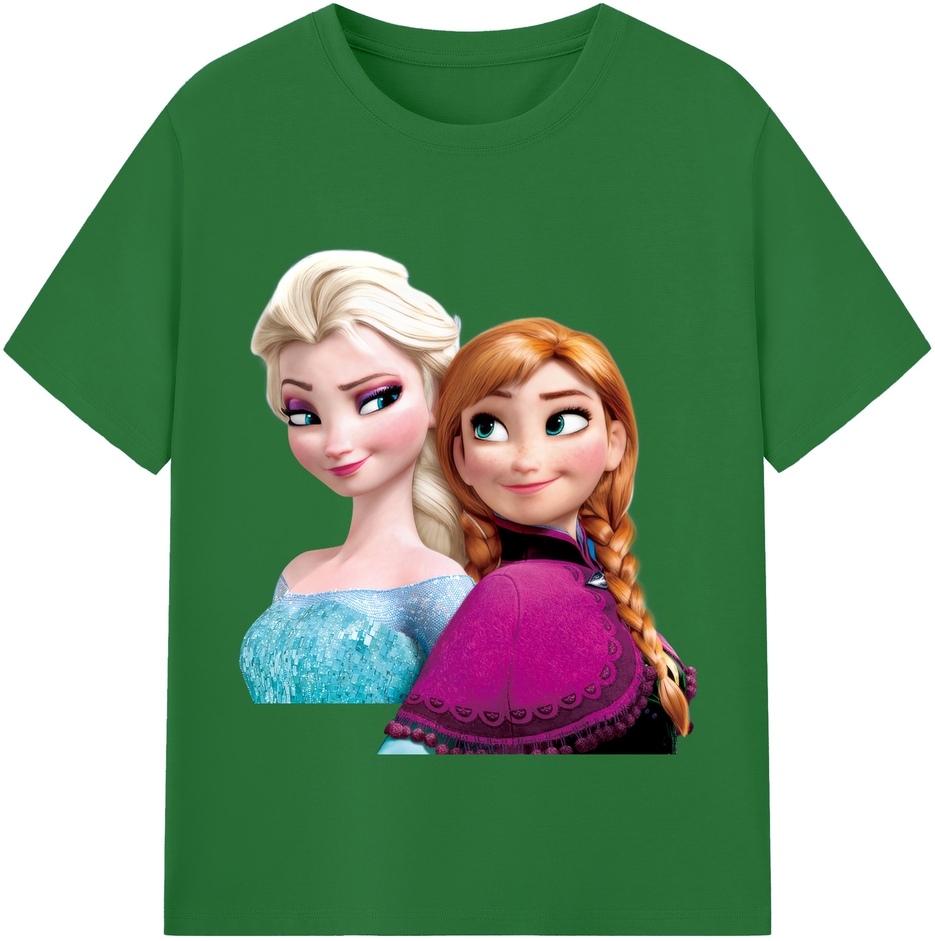 （画像用） アナと雪の女王 アンナ エルサ Frozen Anna Elsa 綿100％半袖Tシャツ（フロントプリント）